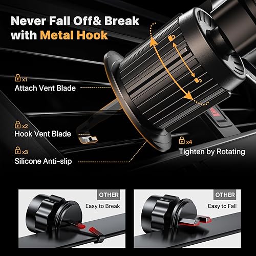 Miniatura 2 de Miracase Soportes de teléfono para tu automóvil con clip de gancho de metal, soporte de teléfono celular de ventilación de aire, soporte universal