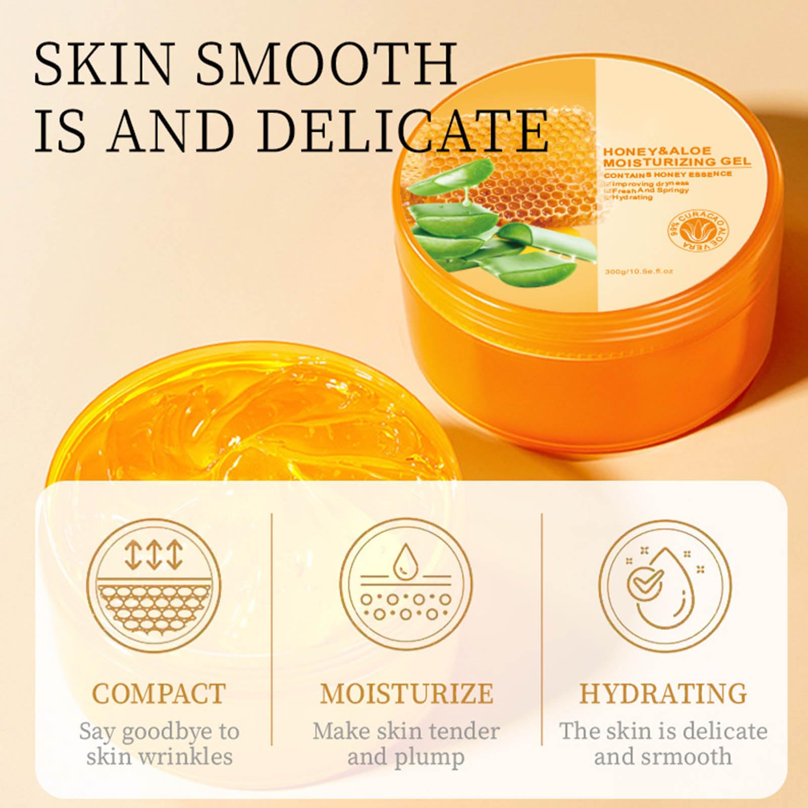 Honey Aloe Vera Moisturising Gel Hydrating Moisturising Nourishing Repair Dryness & Roughness Soothe Redness Skincare Products 300g - Image 3