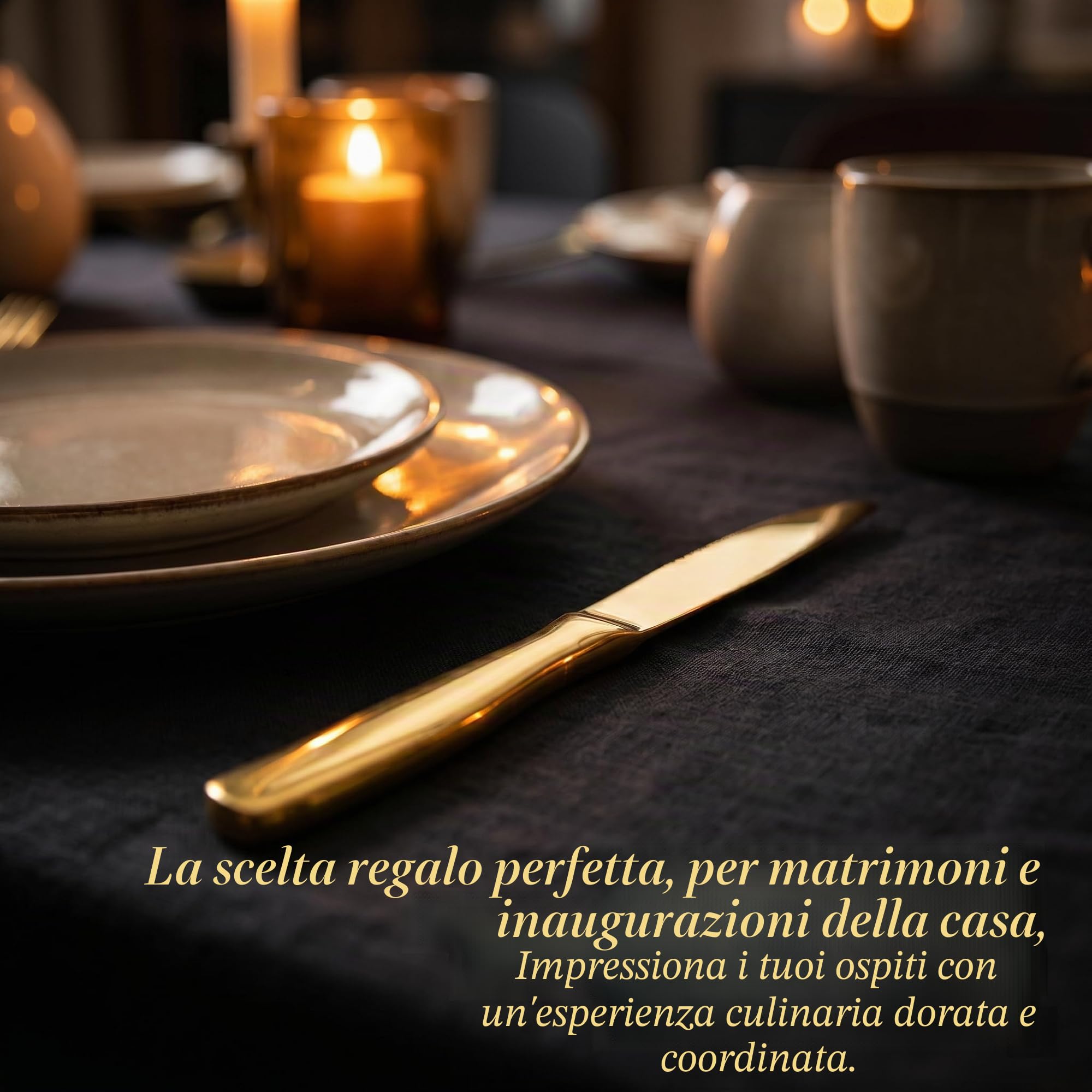 McCook® Set di coltelli da cucina in acciaio inossidabile al titanio dorato con affilacoltelli integrato