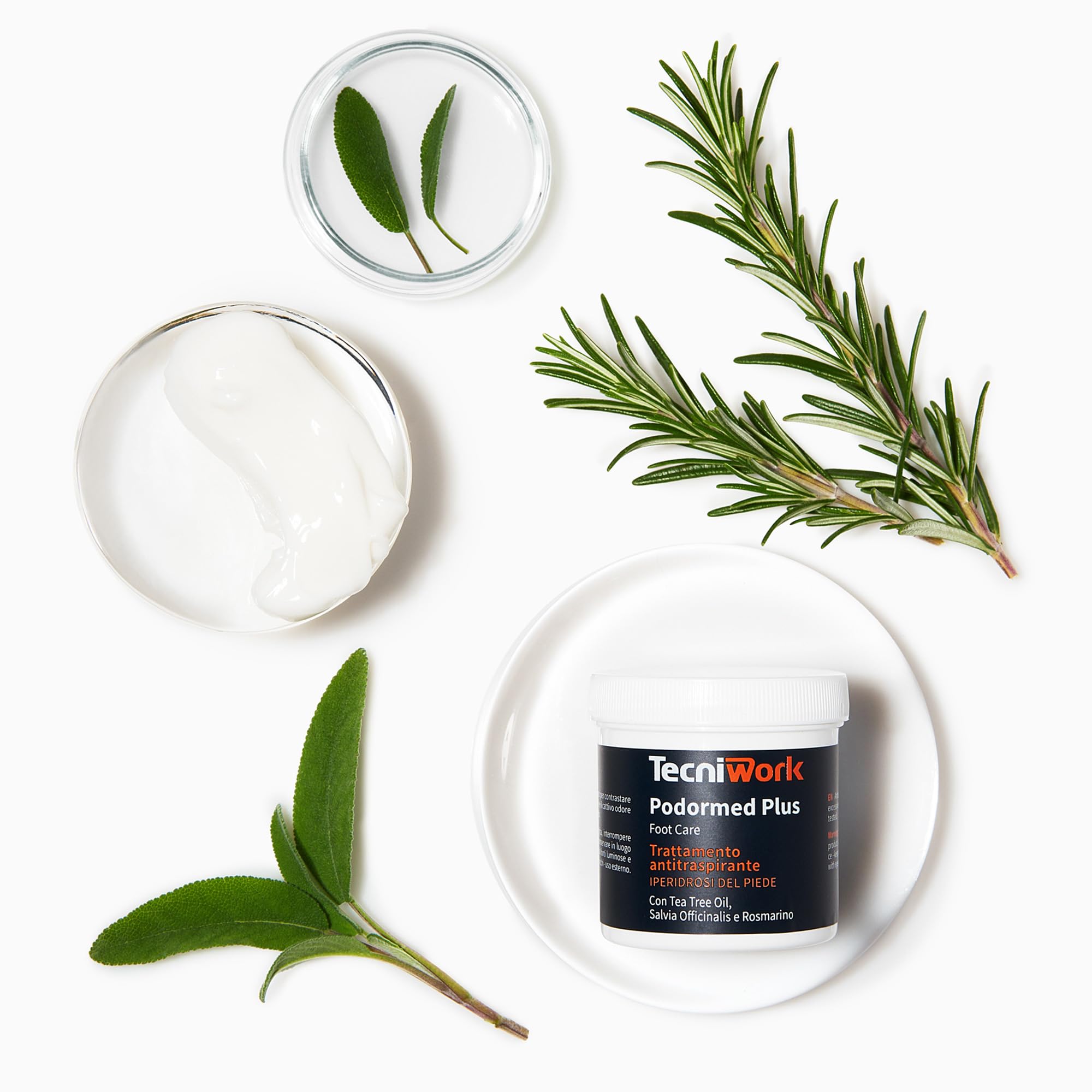 Podormed Plus Crema Antitraspirante Piedi 75 ml – Stop Iperidrosi & Odori – Tripla Azione Barriera + Assorbente + Igienizzante con Tea Tree, Salvia, Rosmarino – Dermatologicamente Testata