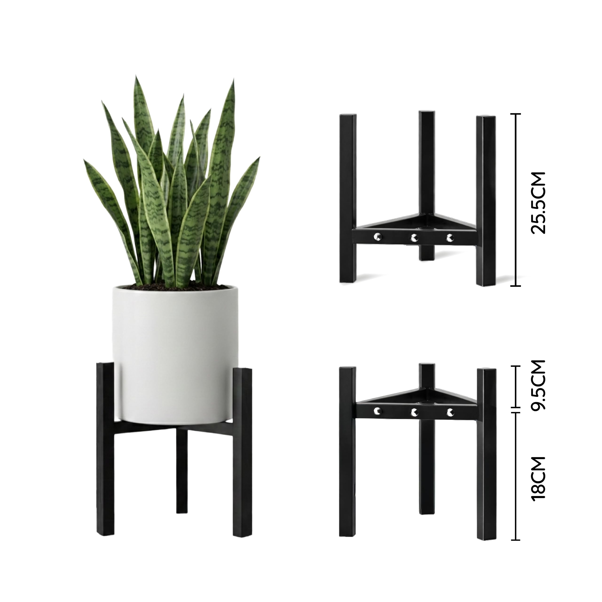 Robustt 3-Leg Plant Stand - Heavy Duty & Adjustable -8