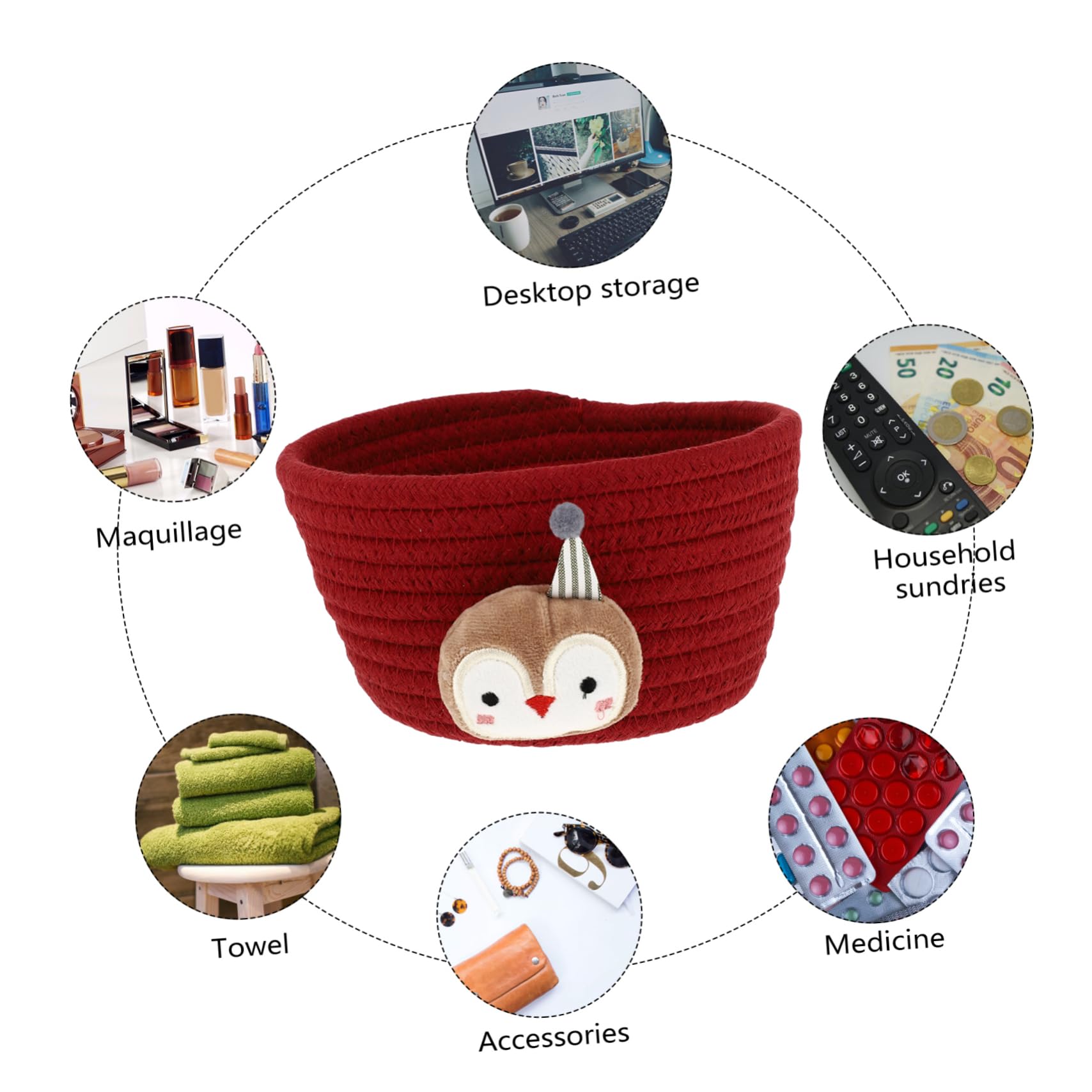 Cotton String Storage Box Multicooker Versatilen Woven Storage Basket Cotton Rope Basket Storage Baskets Toy Storage Organizer Basket with Handle Woven Rope Basket Small Basket
