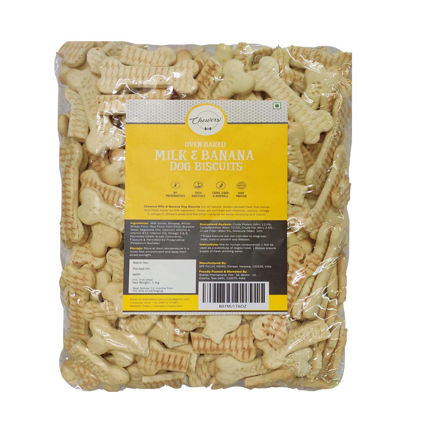 Chewers Oven Baked Real Banana & Milk Dog Biscuits, Dog Treat 1 Kg (Pack of 4) (B07MBTKFRP) Amazon Price History, Amazon Price Tracker