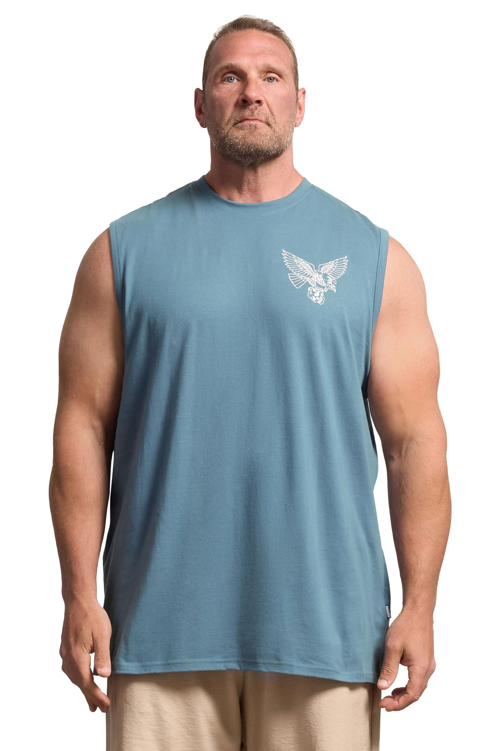 BadRhino Eagle Muscle Vest Extra Long, Blue, Size 5-6Xl, Men