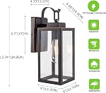 GRUENLICH Outdoor Porch Light, Rustproof Wall Sconce, Tempered Glass | Large Exterior Wall Light Fixture for House, Patio, Garage, Anti-rust Galvanized Metal, Waterproof, E26 Socket, Bronze 1 Pack