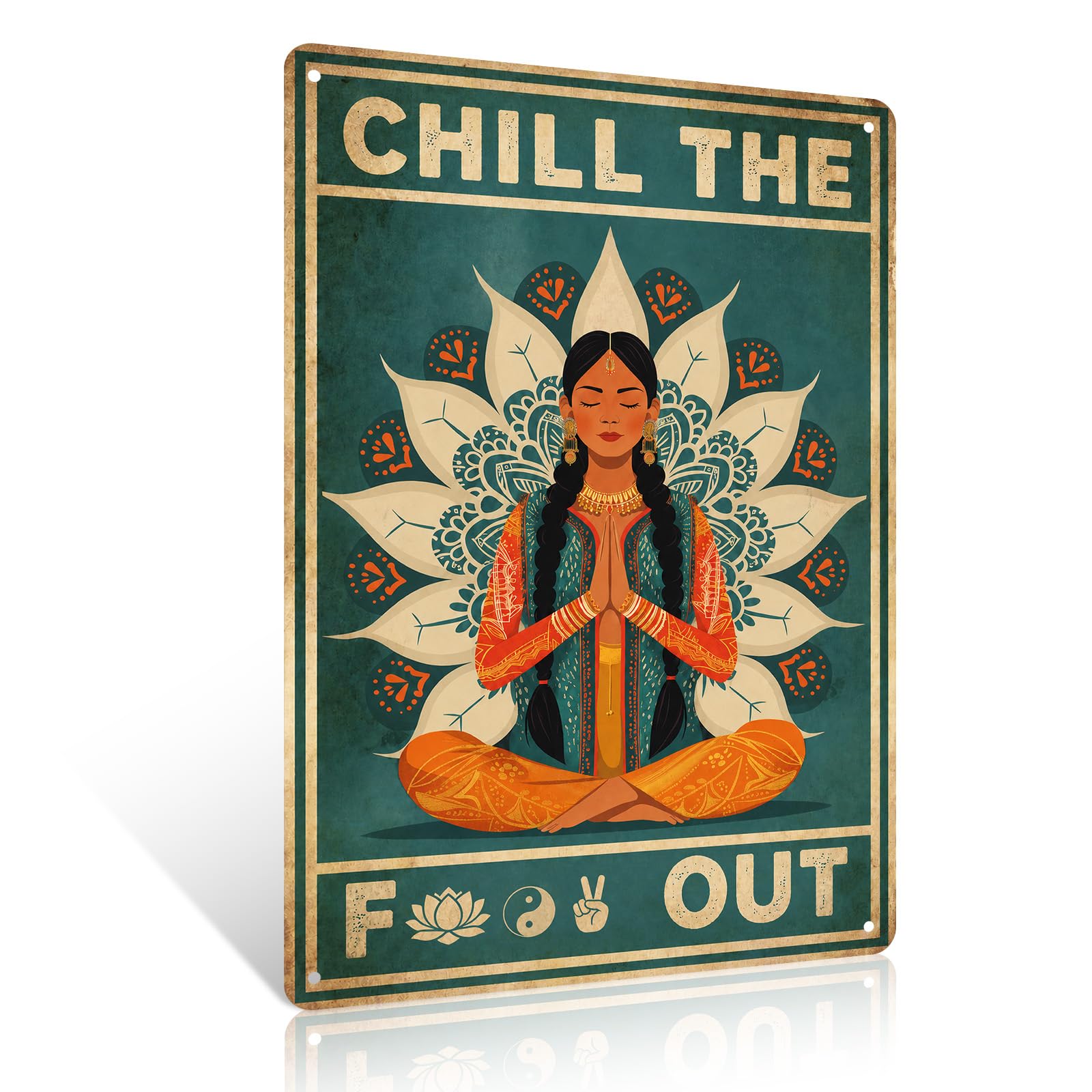 Ulord Chill Out Funny Metal Signs 8x12 Inch Yoga Meditation Wall Art Decor