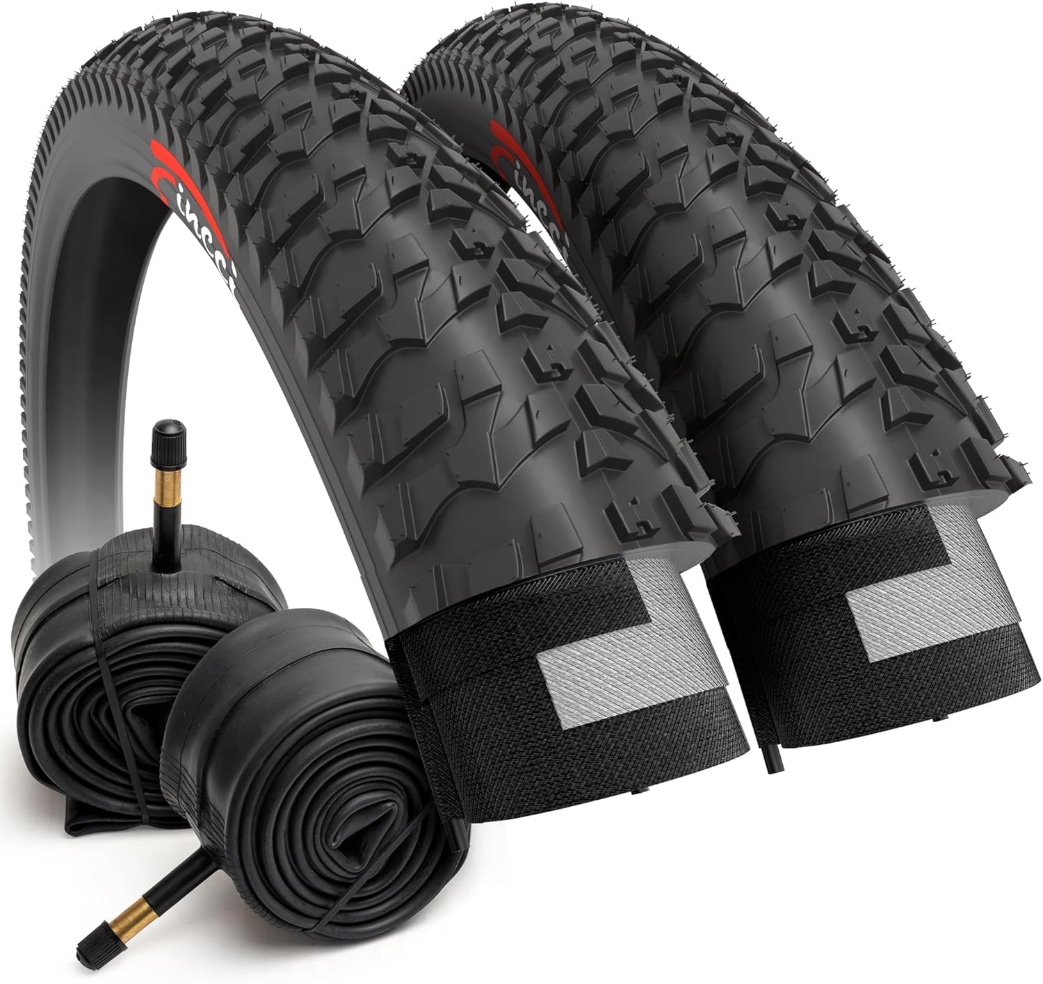 Fincci Fahrradreifen 20 Zoll – 2er Pack Faltbare MTB Reifen 20 x 1.95 Zoll mit 2X 20 Zoll Schrader Schlauch, FahrradMantel 53-406 für Kinder, Teenager & Erwachsene, BMX, City, Road & MTB & Dreirad