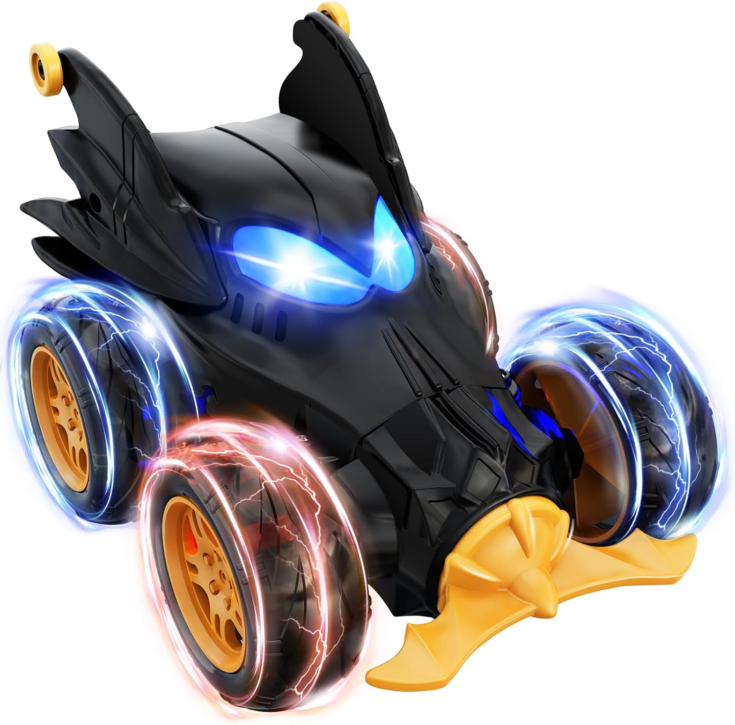 Remote Control Car for Boys, 360° Rotating 4WD Stunt RC Cars with Cute Cool LED Lights, 2.4GHz Rechargeable Car Toys Birthday Gifts for Kids Boy Age 3-6 7-9 10-12 (Black)