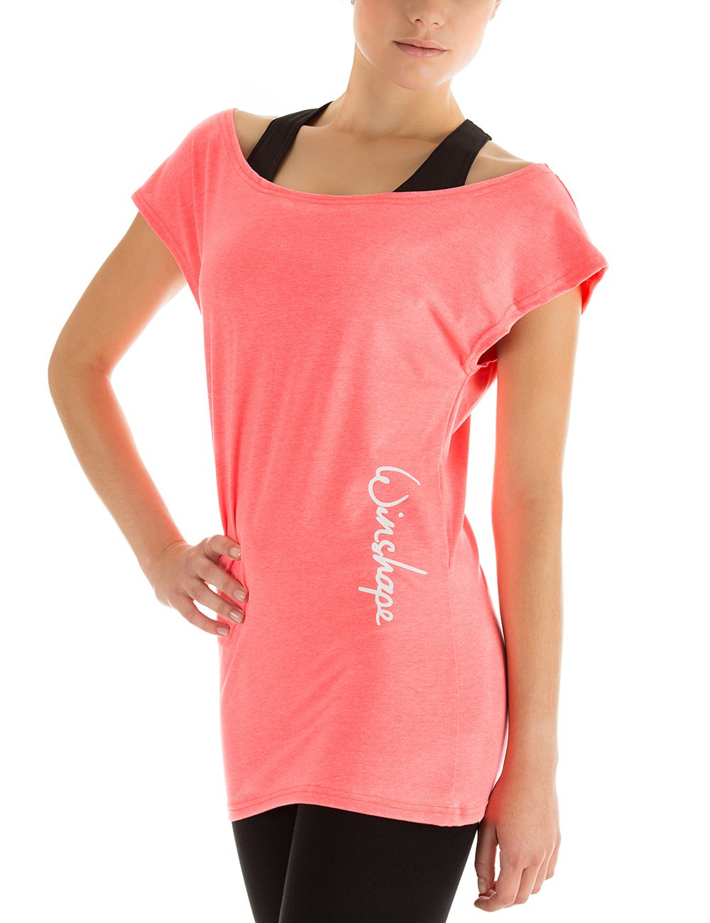 Winshape Hape Winston WTR12 Zalena Fitness Workout Dance Women's T-Shirt, Womens, Damen Dance-Shirt WTR12 Freizeit Fitness Workout, Neon Coral, XL