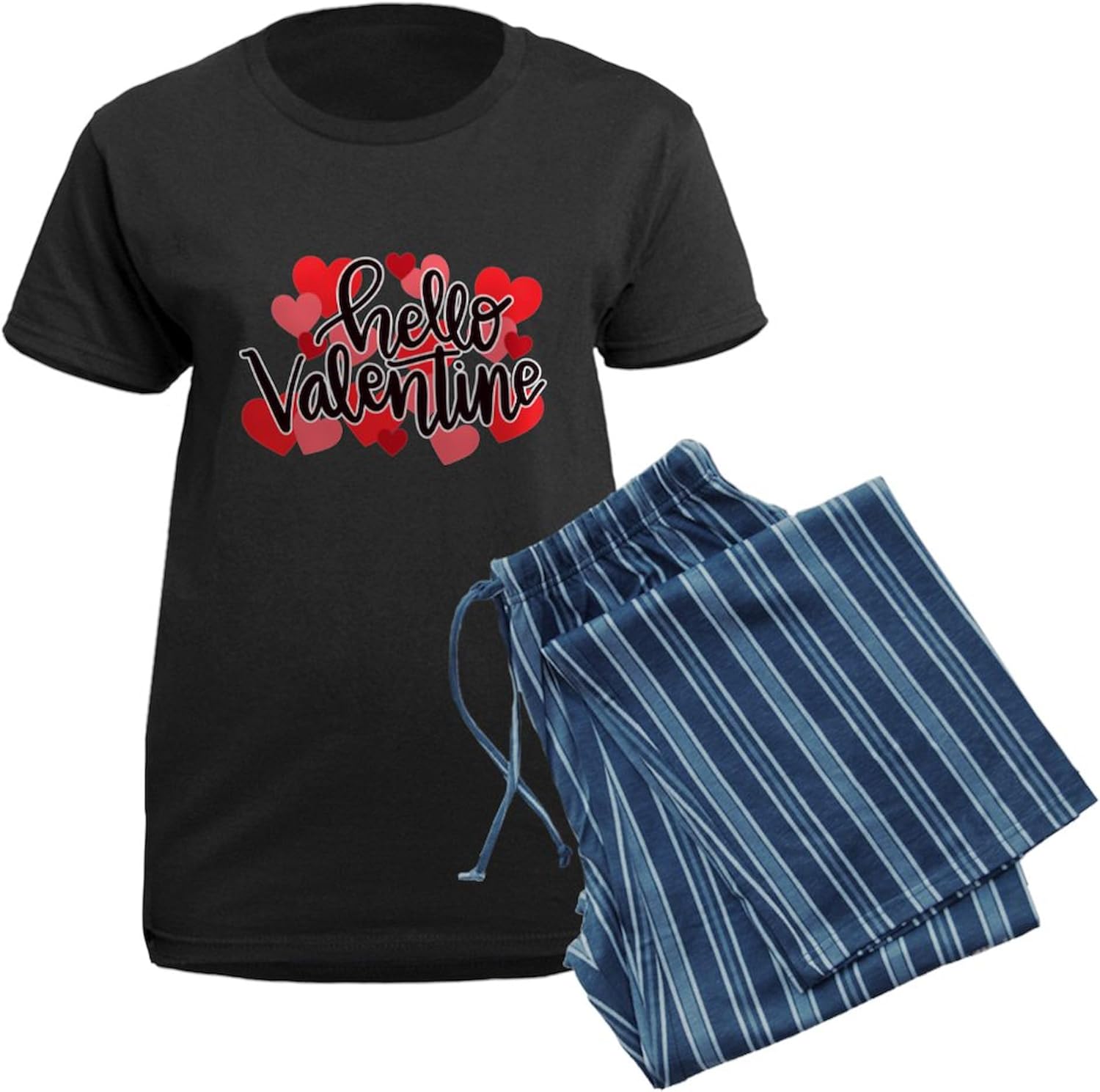 CafePress Hello Valentine Women's Dark Pajamas Womens Novelty PJ Sleepwear