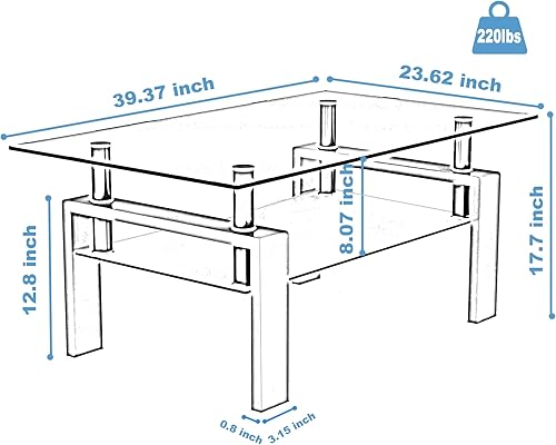 Miniatura 2 de Mesa de centro de cristal moderna con almacenamiento para sala de estar con patas de metal