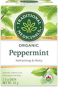 Traditional Medicinals - Thé aux herbes biologique à la menthe poivrée (Paquet de 1) - 16 sachets de thé au total