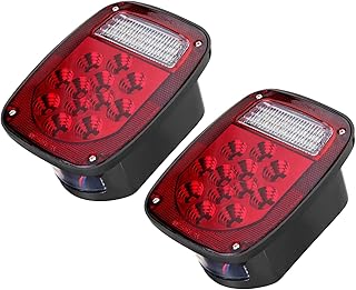 LIMICAR RV Tail Lights, 39 LED Trailer Lights, Red/White Dual Colors Universal Back Up Lamp Stop Tail Turn Signal Backup Reverse Brake Lights for Jeep YJ TJ JK CJ Trailer Truck Boat RV Caravan