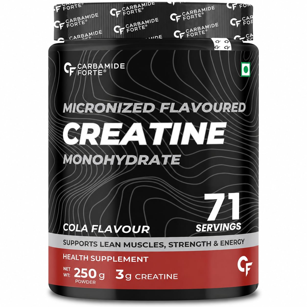 Carbamide Forte Creatine Powder | Creatine Monohydrate Powder 250g Cola Flavor For Lean Muscle, Strength & Energy | Gym Supplements For Men & Women- 250g