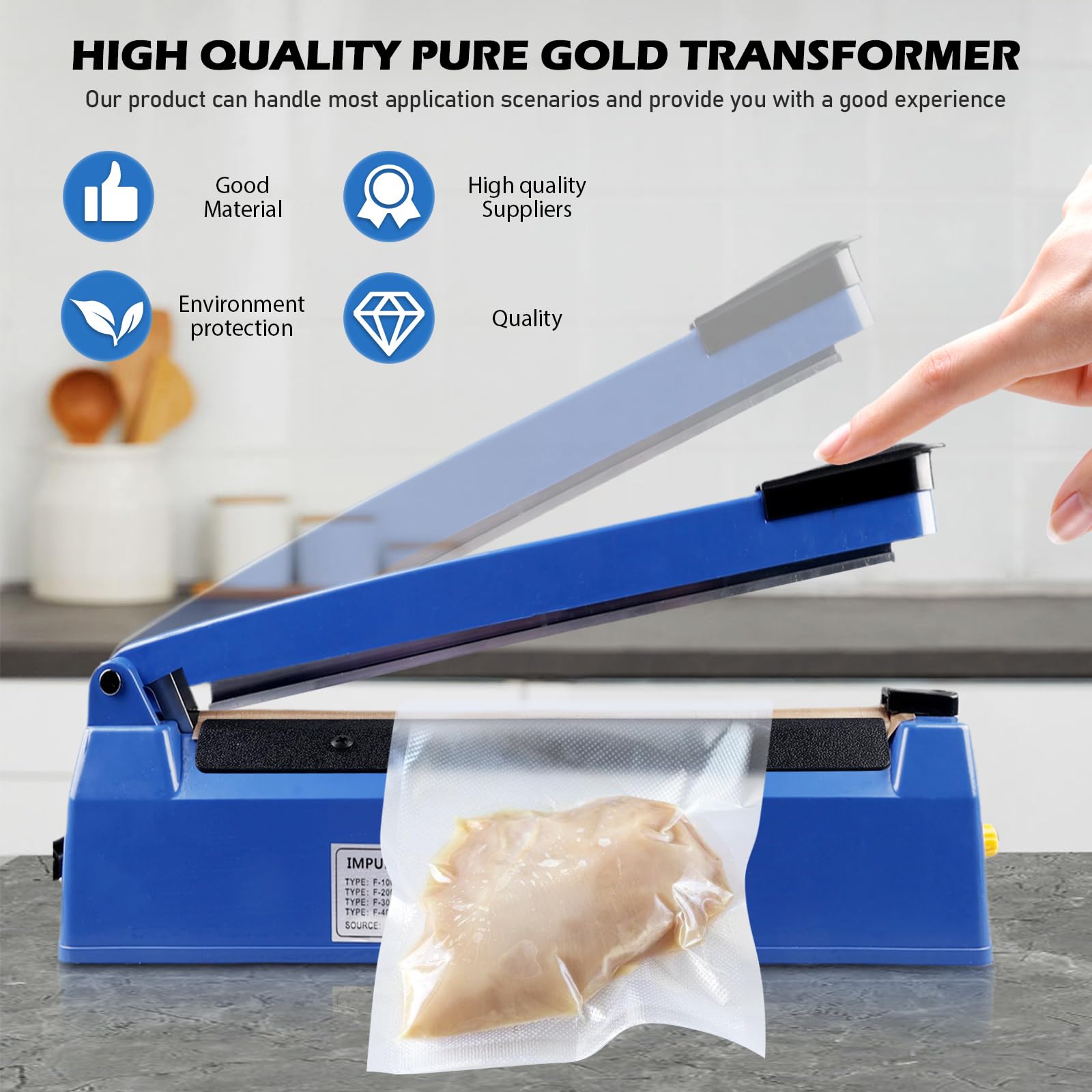 Sellador Térmico,200 M 3MM Máquina Selladora Térmica,Manual Bolsa De Sellado Máquina,Impulse Heat Sellador Para Bolsas Mylar De PP Y PE,Bolsas De Película Plástica Termoplástica