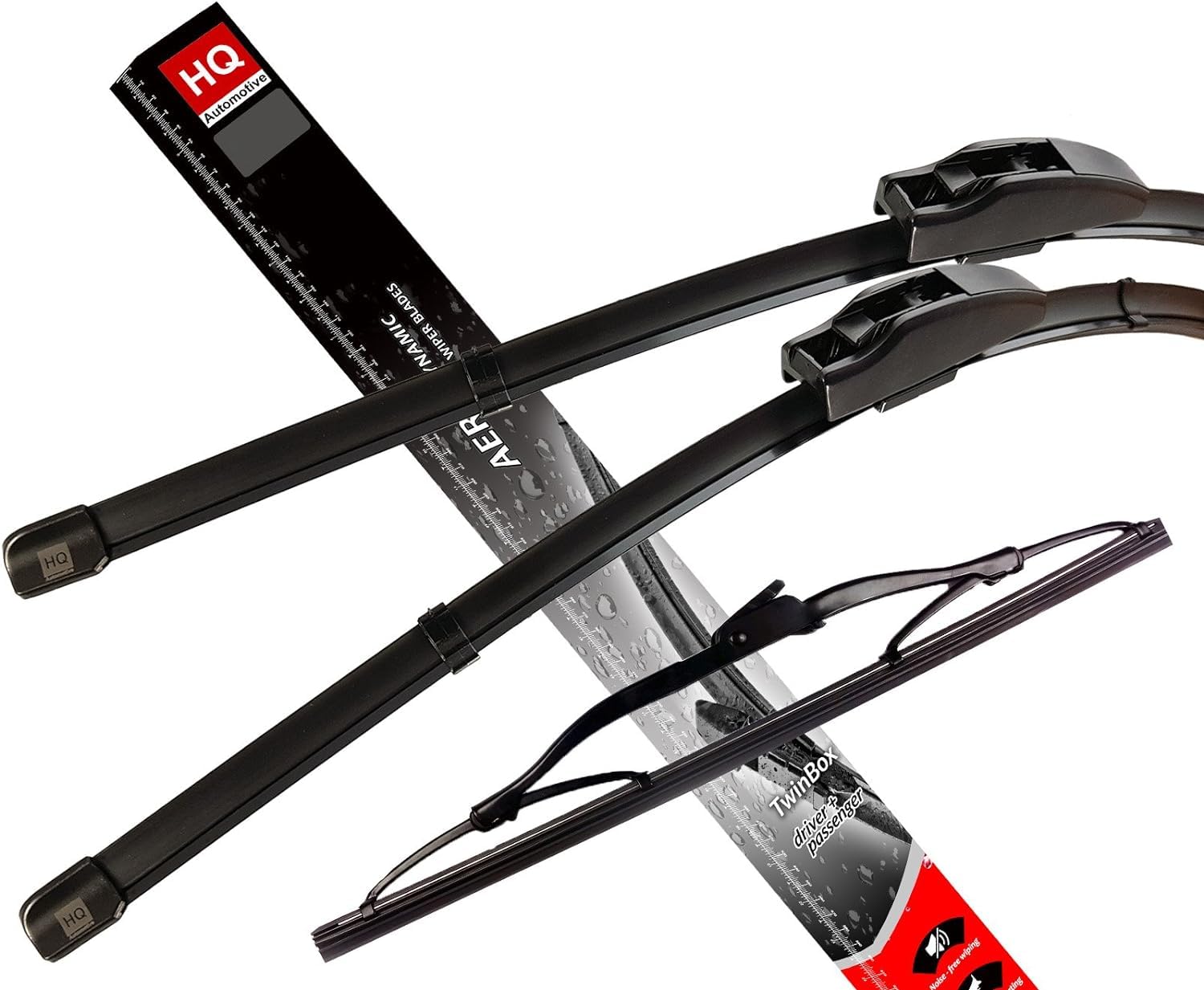Front & Rear kit of Aero Flat Windscreen Wiper Blades AD61-421|HQ11B