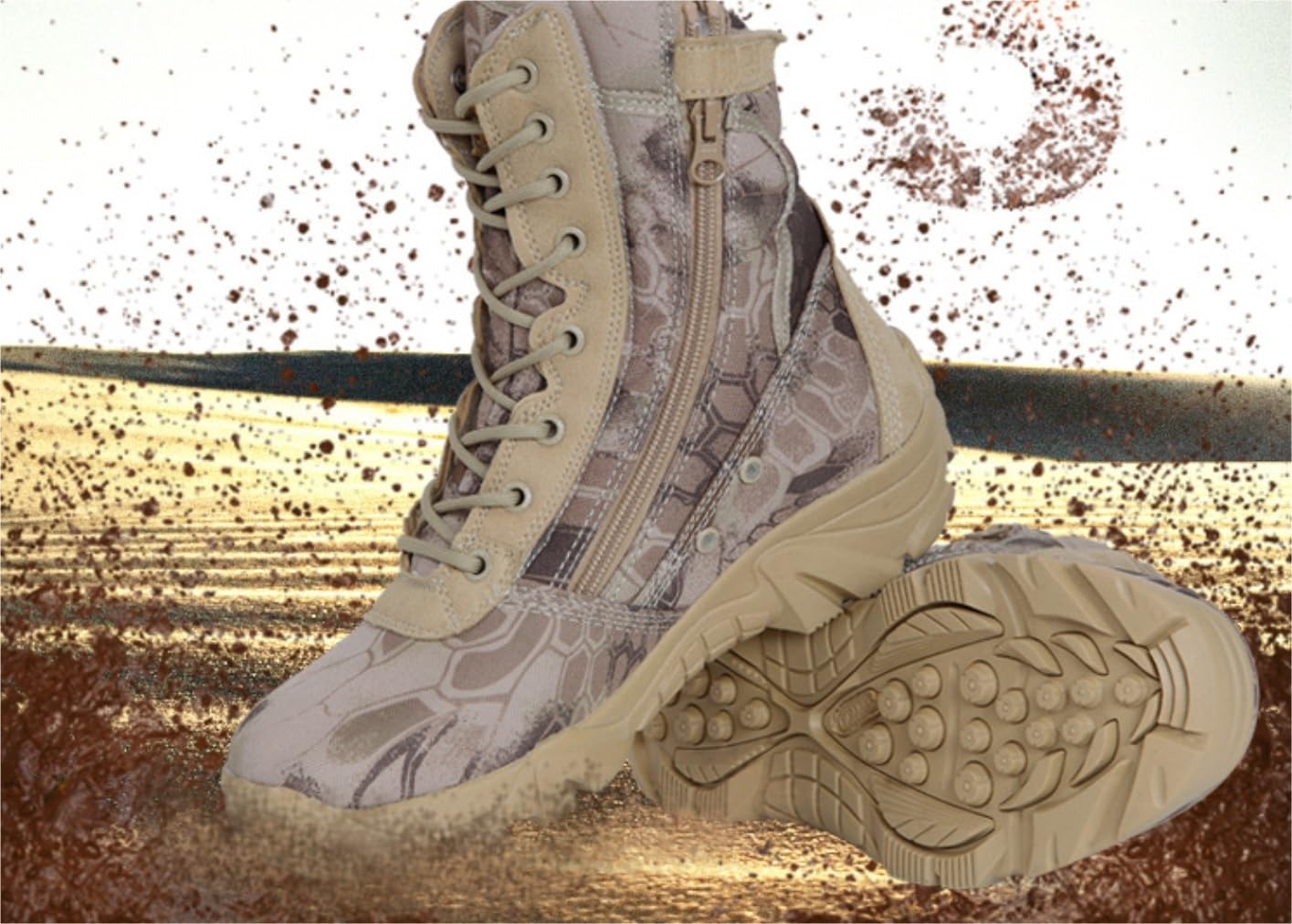 Sprzęt Outdoorowy Męskie Buty Turystyczne W Kamuflażu Pustynnym, Trekkingowe, Do Wspinaczki Skałkowej Różnych Zastosowań(43)