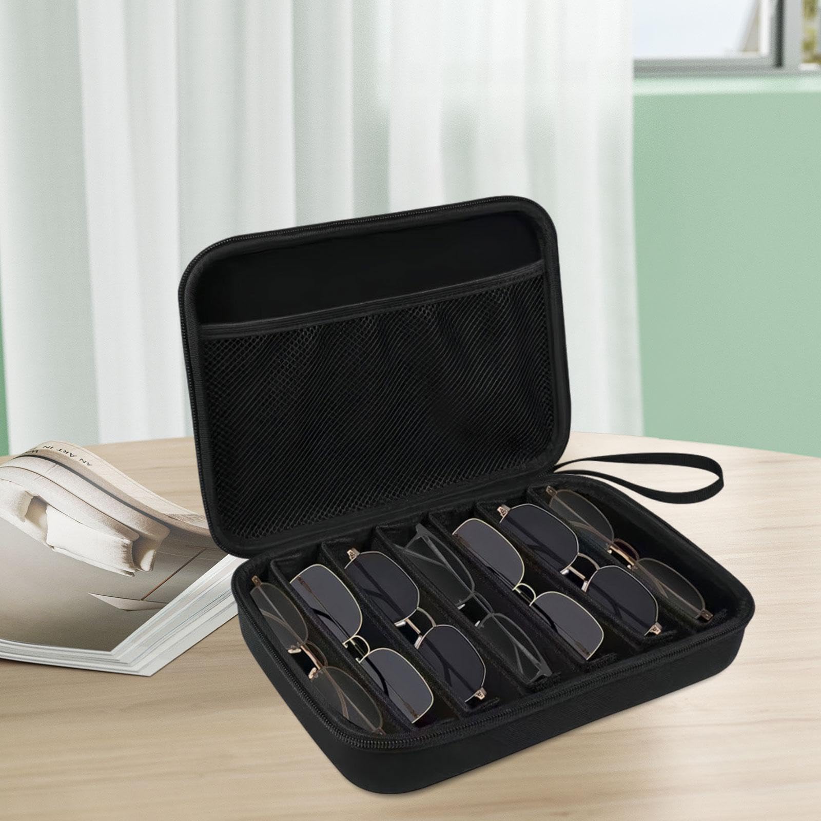 MagiDeal Organizzatore per occhiali da sole da viaggio, contenitore per gioielli, rigido, elegante, tasca in rete impermeabile, espositore per occhiali