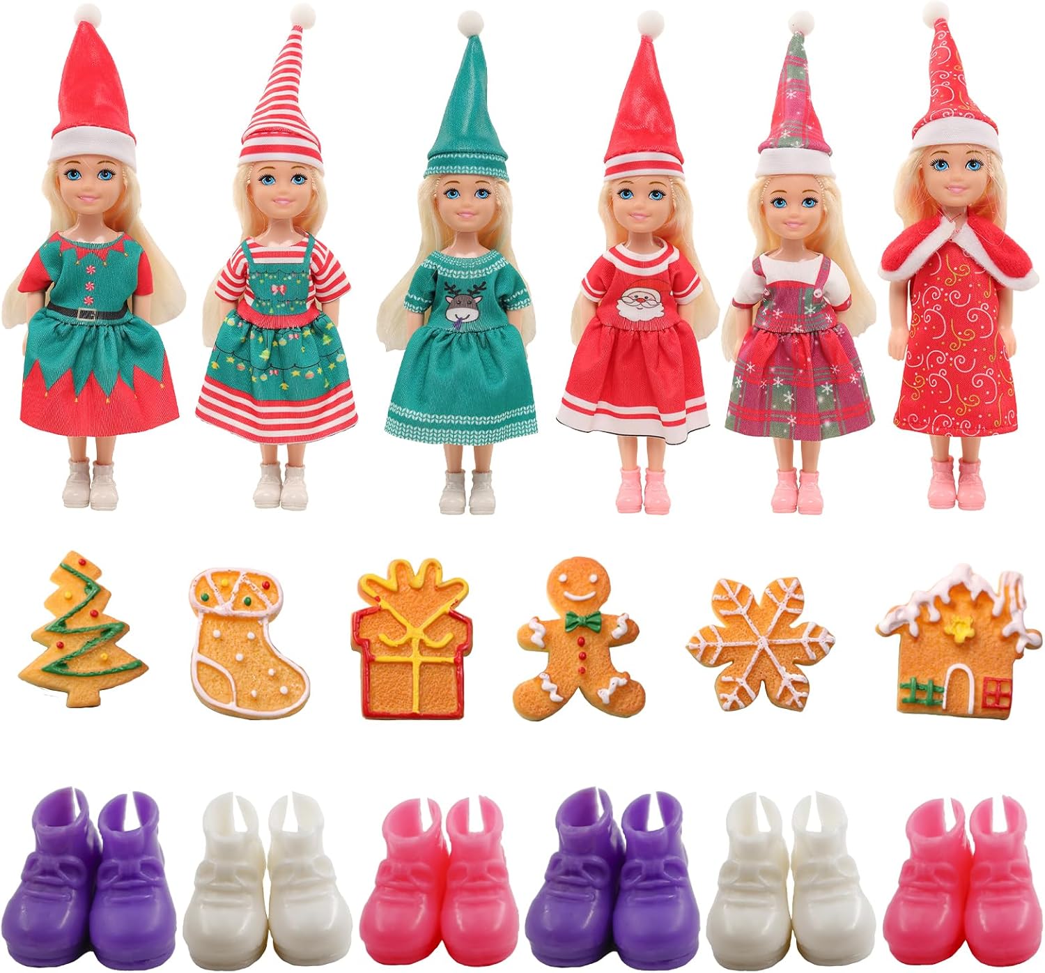 24 Christmas Clothes Shoes for 6 Inch 15 cm Dolls, 6