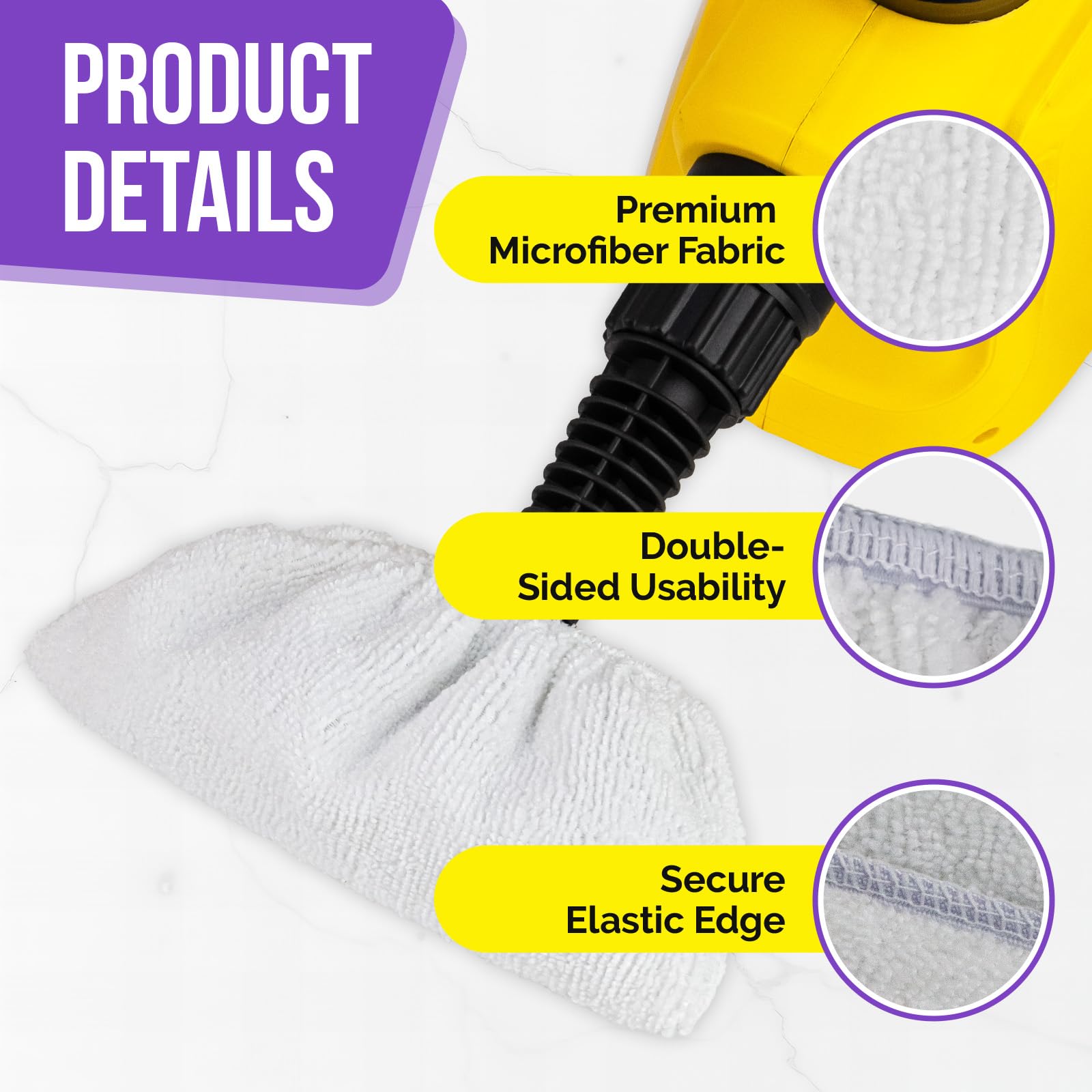 OPPWONG 10 Pièces Chiffons en Microfibre Lavables et Réutilisables pour Nettoyeur à Vapeur, Tampons Tactiles en Fibres s, Idéaux pour Les Nettoyeurs à Vapeur à Main et Les Sols Durs