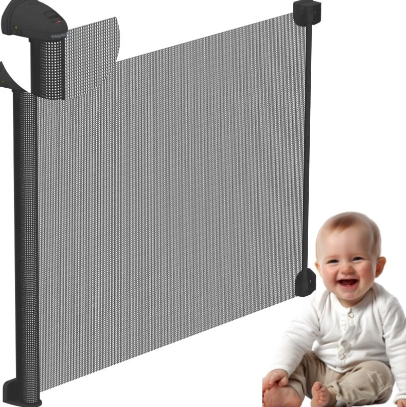 Twinky® Cancelletto per Bambini Retrattile Bianco 80x130 cm, – Cancelletto per Scale, Cancello Bambini per Scale Interne – Cancelletto Estensibile per Gatti, Cani e Neonati (Nero)