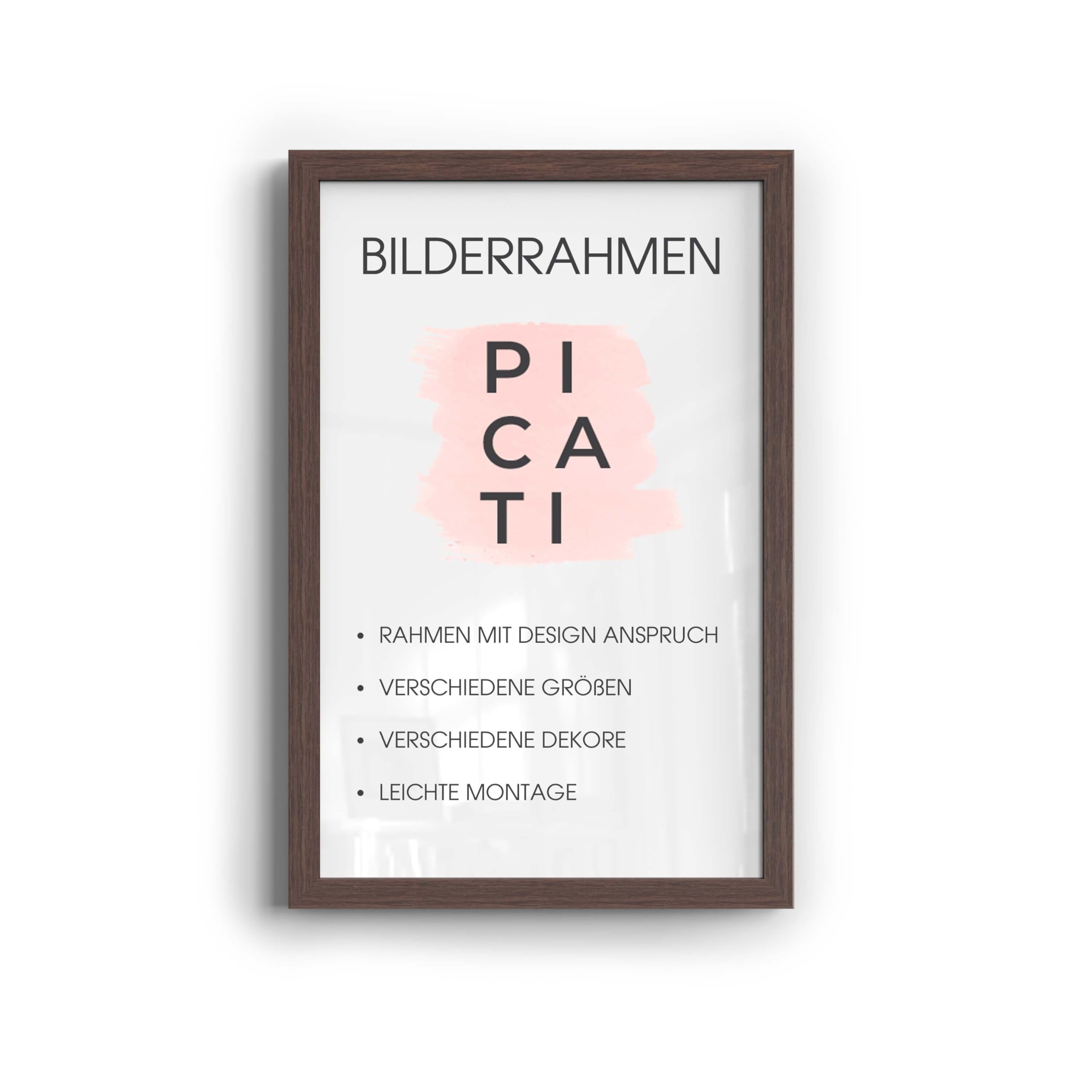 KLASSIKO Bilderrahmen für PUZZLE in Walnuss (80x60 cm), Wandbilderrahmen für PUZZLE für Poster, Bilder & Gemälde
