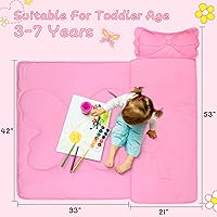 Vista 5 de Cloele Tapete para siesta para niños pequeños con almohada extraíble, saco de dormir de 53 x 21 pulgadas para niños de 3 a 7 años, tapete