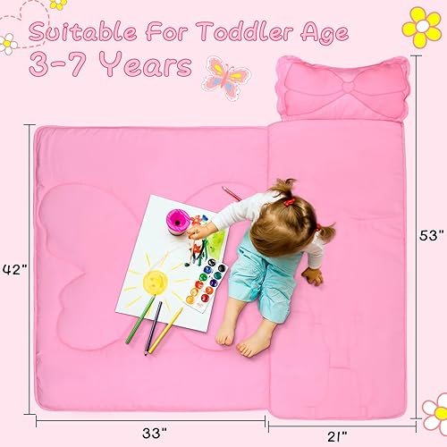 Miniatura 5 de Cloele Tapete para siesta para niños pequeños con almohada extraíble, saco de dormir de 53 x 21 pulgadas para niños de 3 a 7 años, tapete