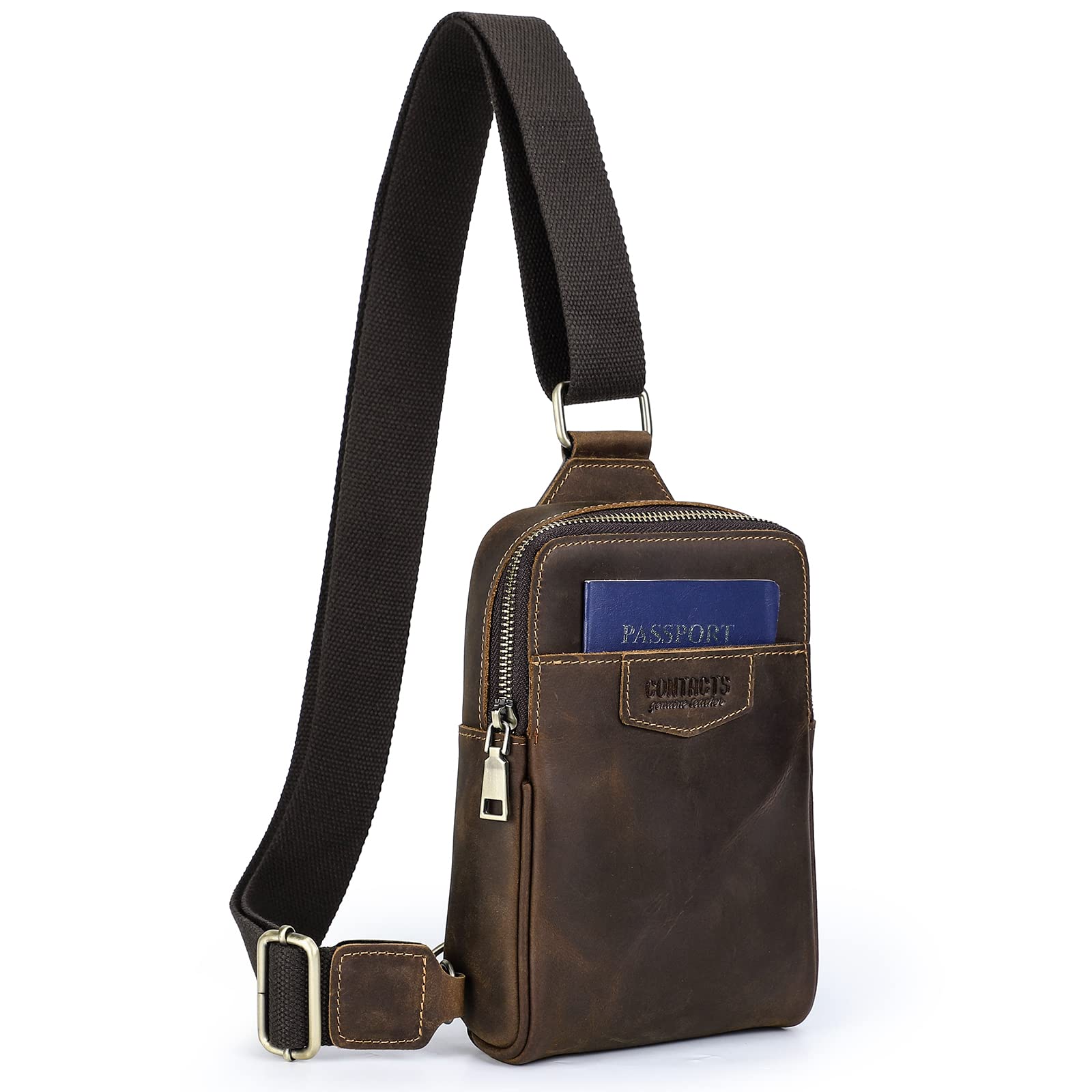 Contacts Marsupio unisex da uomo con scomparti per carte di credito e tasche con cerniera cintura regolabile a tracolla piccola borsa a tracolla per allenamento all'aperto escursionismo