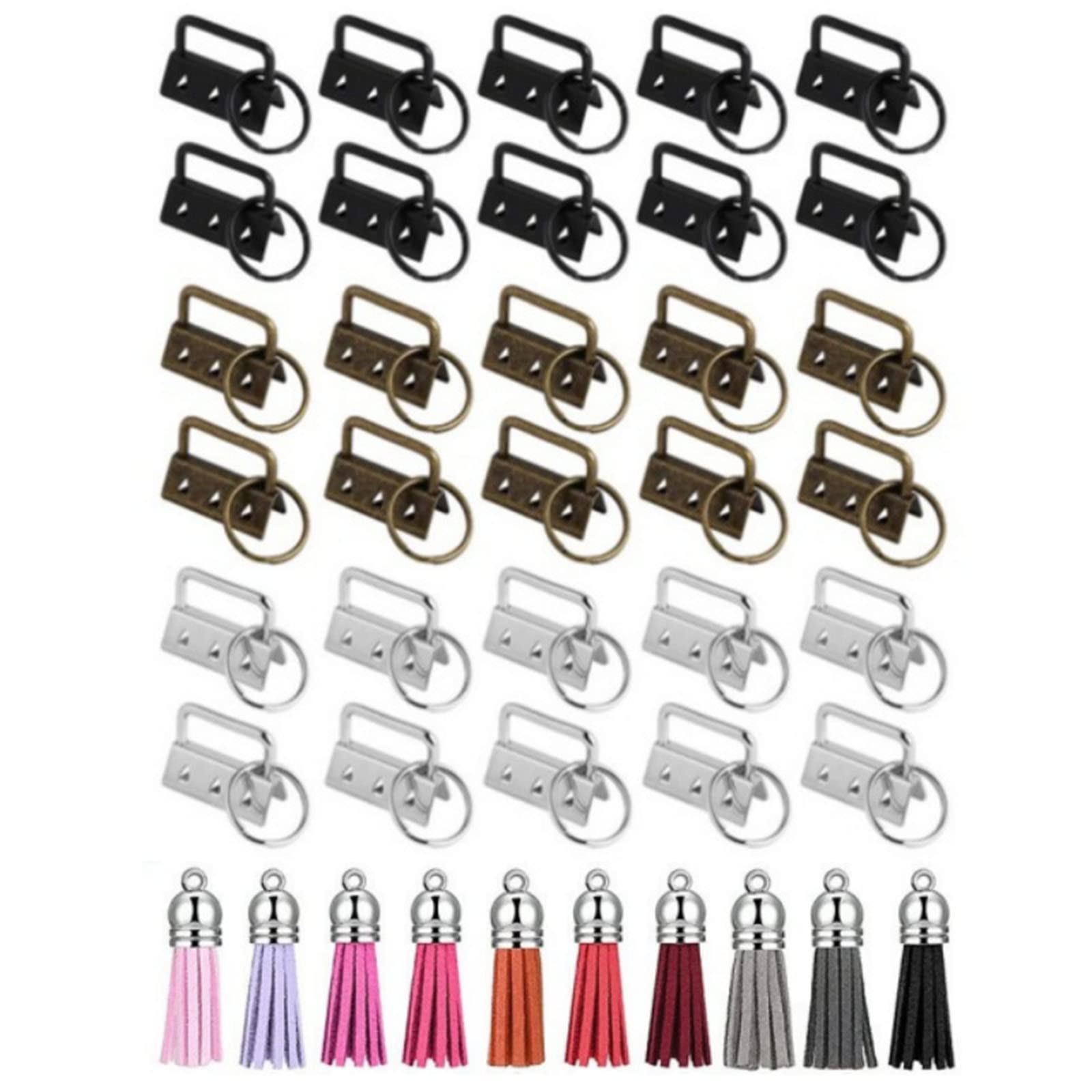 Kalttoy Hardware with Rings Set Wristlet Keys Chains Hardware 32mm Keychain Tassels for Lanyard Supplies Keychain Wristlet with Split Set Tassels for Girl