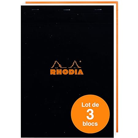Rhodia Notizblock DIN A4 - Liniert, 70 Blatt, Schwarz
