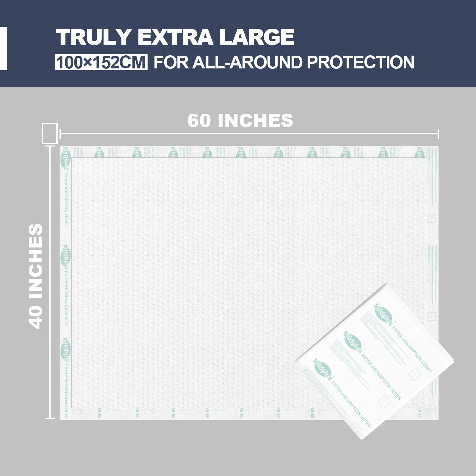 Almohadillas resistentes de 40 x 60 pulgadas, almohadillas desechables de 270 gramos con respaldo de tela resistente, almohadillas de absorción extra para incontinencia (100 x 152 cm, 30 unidades)
