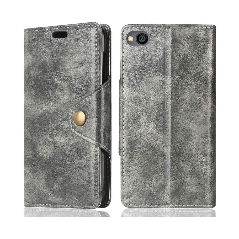 NTakia Case for [Xiaomi Redmi Go], Luxury Retro PU Leather Wallet Case Magnetic Flip Case Cover with Card Slots & Stand - Grey