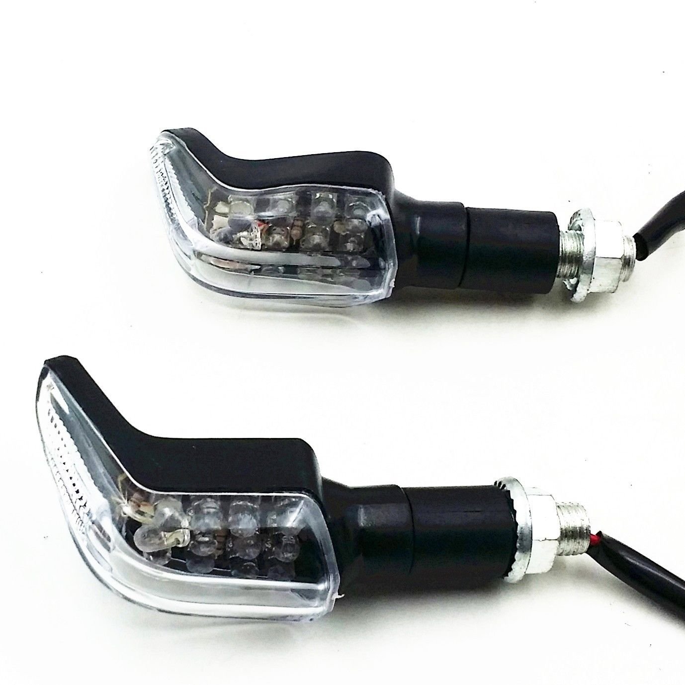 Black LED Dual Sport Turn Signal Light Off road Street Fighter Standard MX Bike Custom