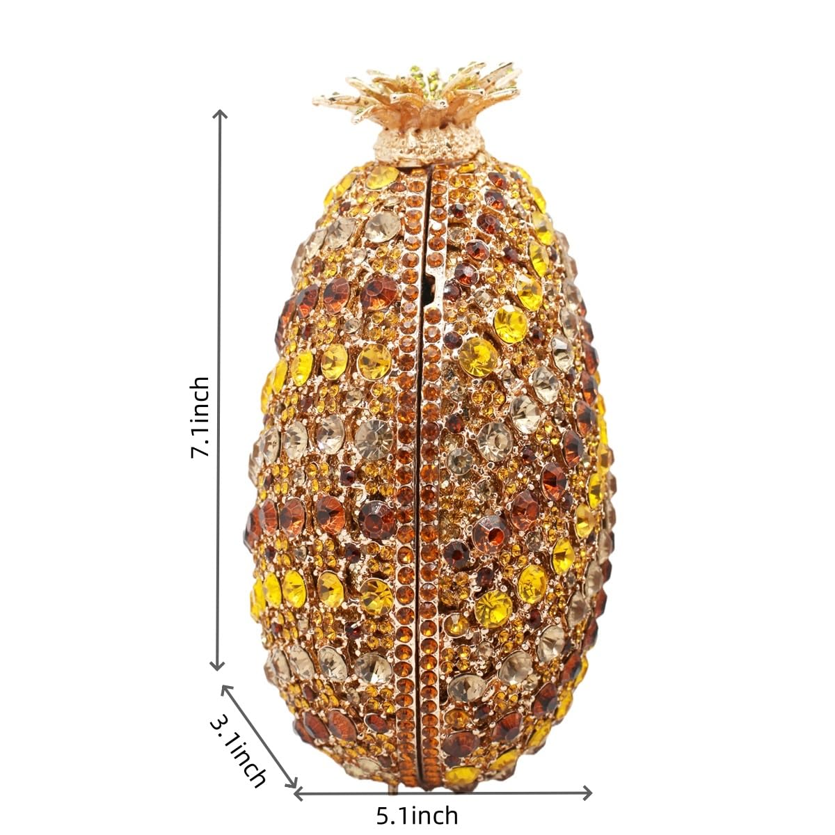 Tasysain Women Diamond Pineapple Evening Bag Dazzle Fruit Shaped Rhinestone Clutch Novelty Crystal Handbag for Party Prom, Yellow