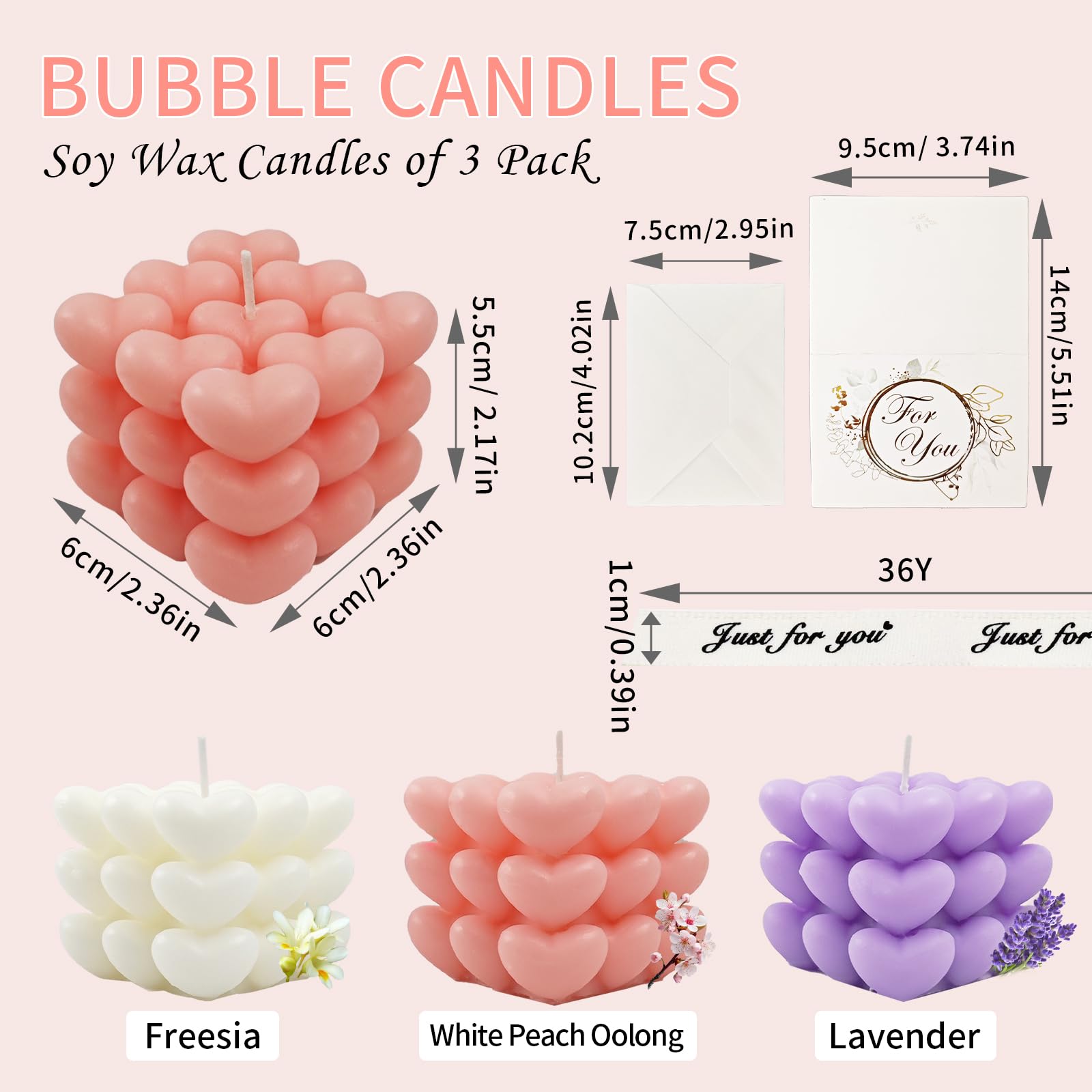 Bubble Candles, 3PCS Cube Scented Candle, Soy Wax Scented Aromatherapy Candle - Image 2