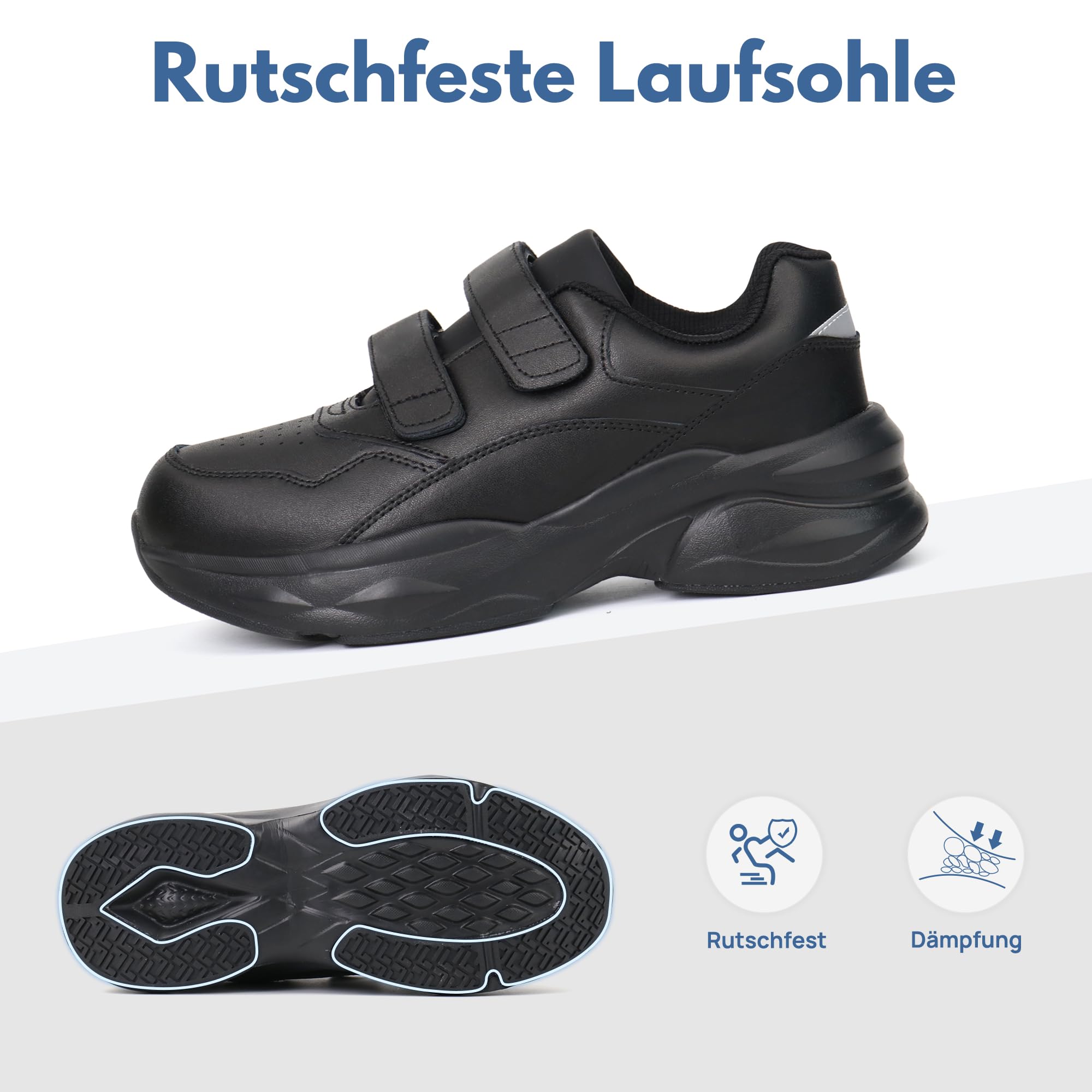 Ortho+rest Damskie buty skórzane dla cukrzyków, buty do chodzenia, szerokie palce, buty typu sneaker