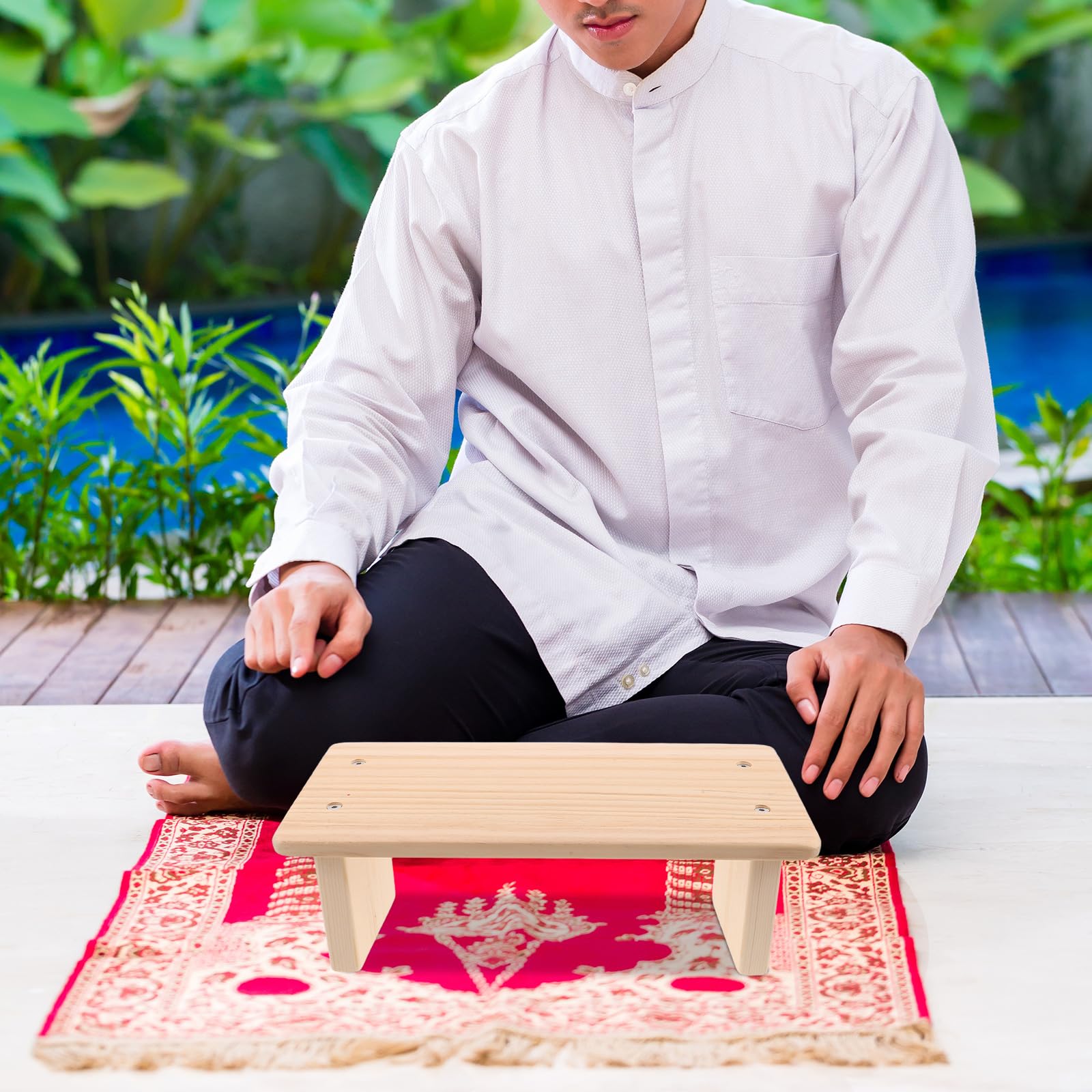 Totority Panca da Meditazione in Legno Beige, Design Salvaspazio e Portatile, Dimensioni Compatte, Stile Chiesa Classico per Preghiera e Meditazione