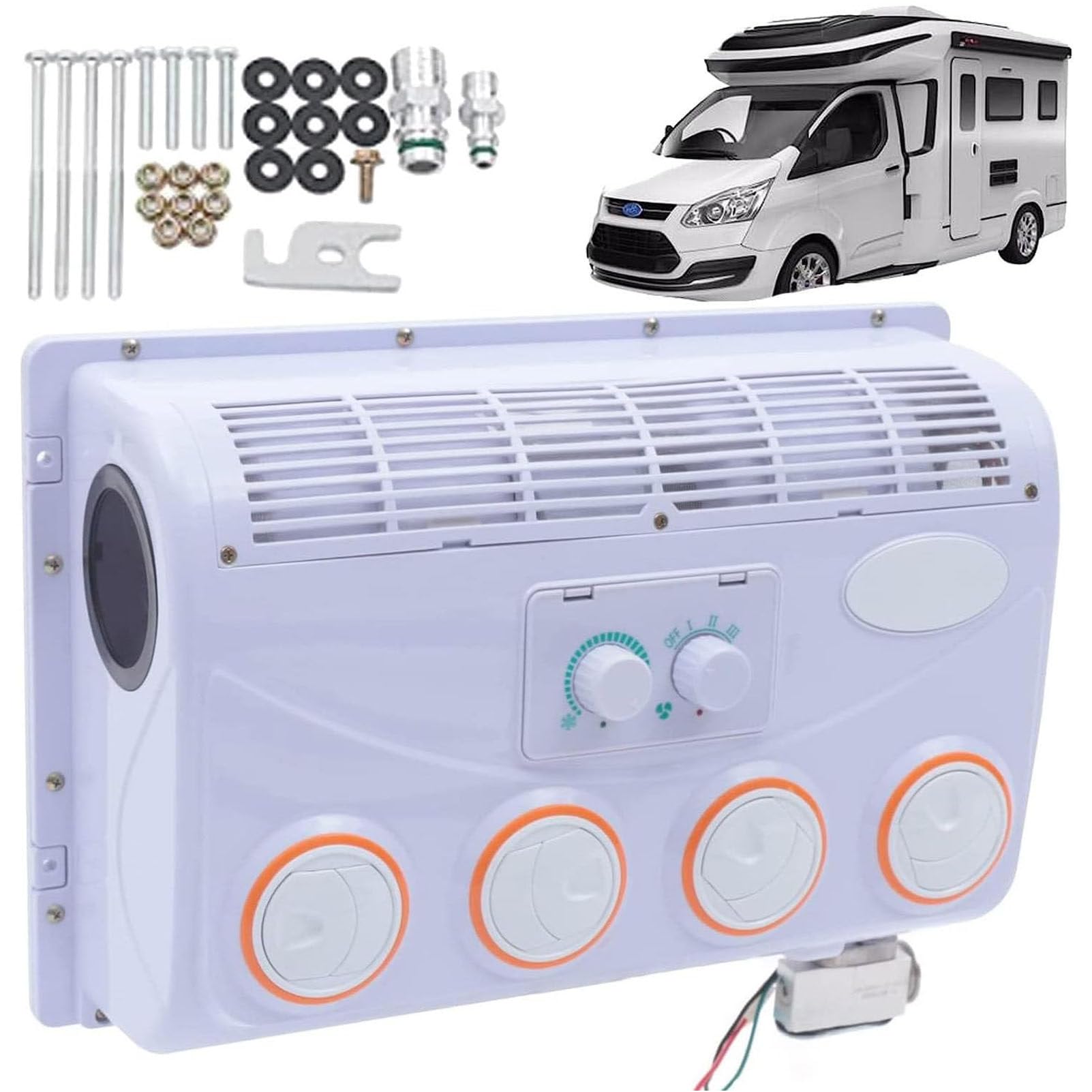 Zestaw parownika klimatyzatora 12 V/24 V do kamperów, ciężarówek, samochodów osobowych, przenośny i lekki elektryczny klimatyzator dachowy, 32 rdzenie aluminiowe, jednostka klimatyzacyjna DC 12V