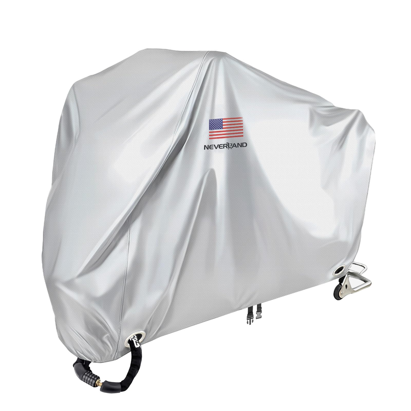 NEVERLAND Motorcycle Cover Waterproof Outdoor All Weather Protection Silver