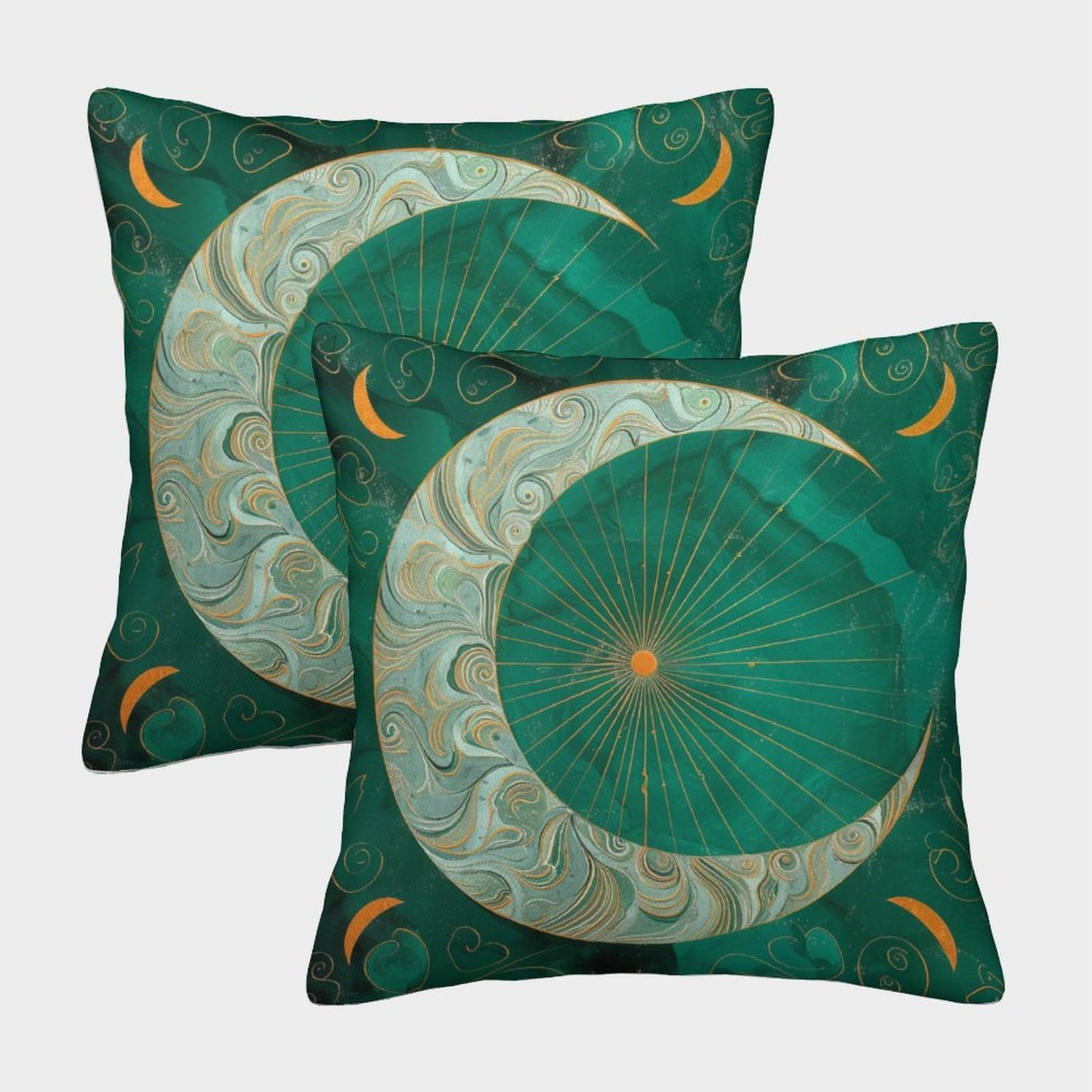 kaiyun 2 Pack Silver Crescent Moon, Glowing Lines Square Pillow Cover Cushion Cover 45x45cm Suitable for Sofa Bed Chair,3D Pattern