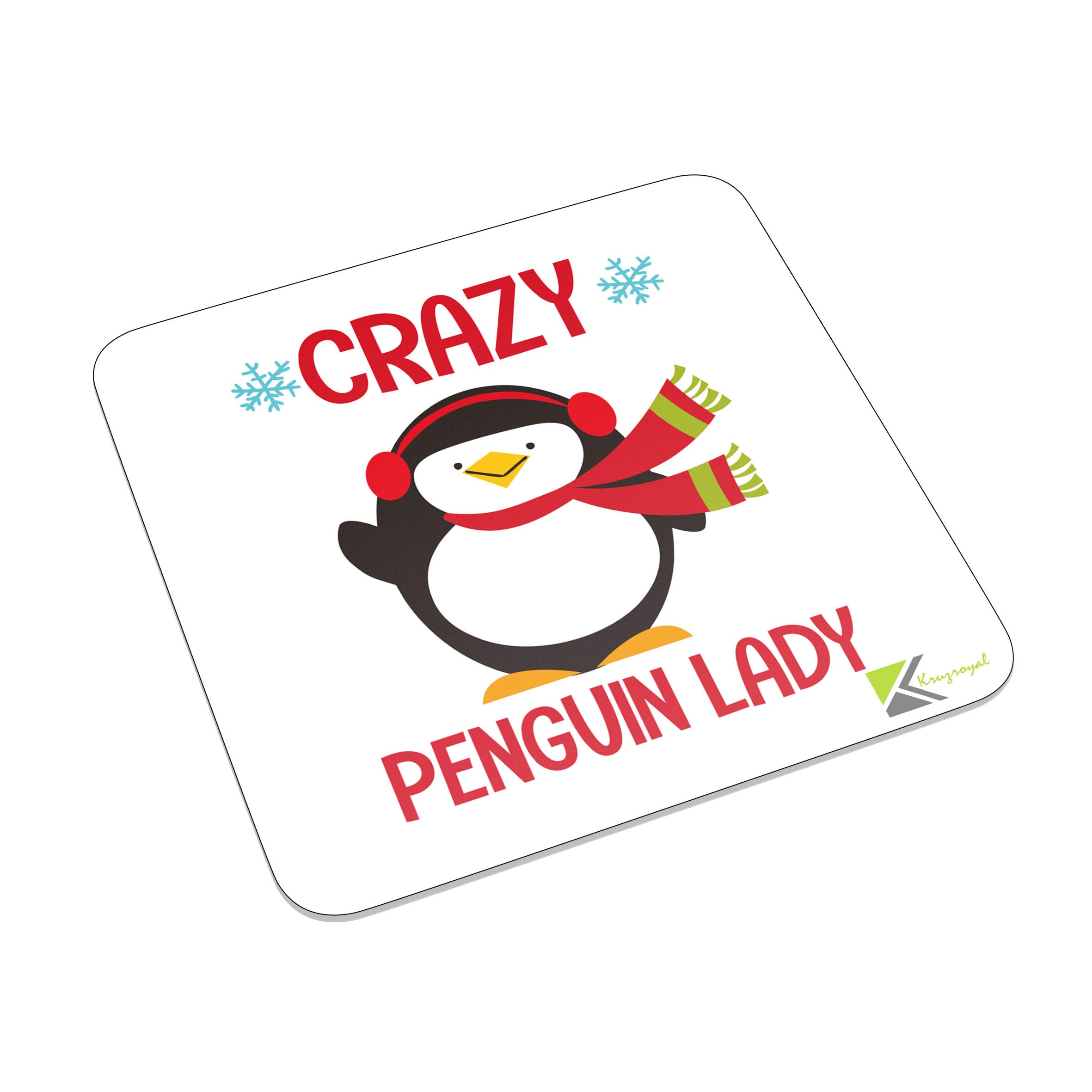 Kruzroyal Fm026 Crazy Penguin Lady Novelty Funny Idea Glossy Metal Square Fridge Magnet