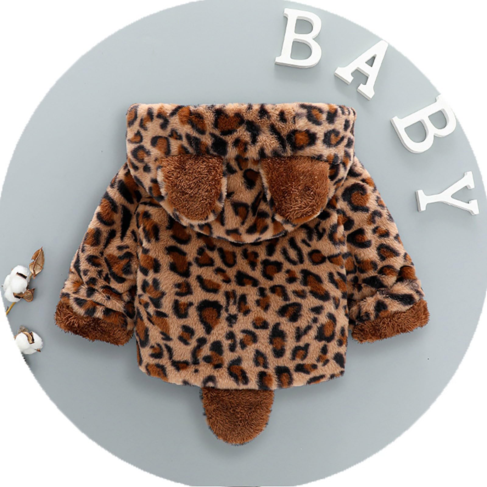 OBiQuzz Veste polaire pour enfant - Veste demi-saison - Motif léopard - Veste d'hiver chaude à capuche - Veste de survêtement avec oreilles d'ours - Veste de sport quotidienne - Veste d'extérieur pour