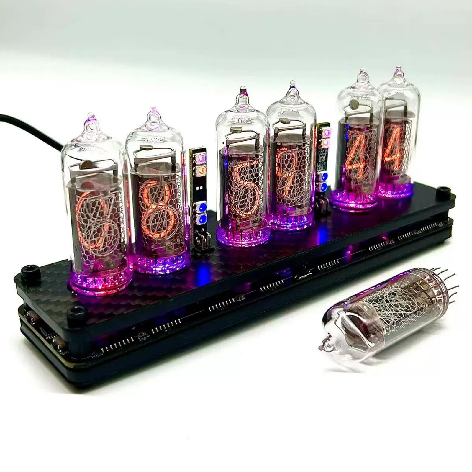 Vituord In-14 Nixie Tube Clock, Electronic Led Glow Clock, With Rgb Backlight, Power-off Memory Function, Remote Control, Usb Powered For Gift Decoration