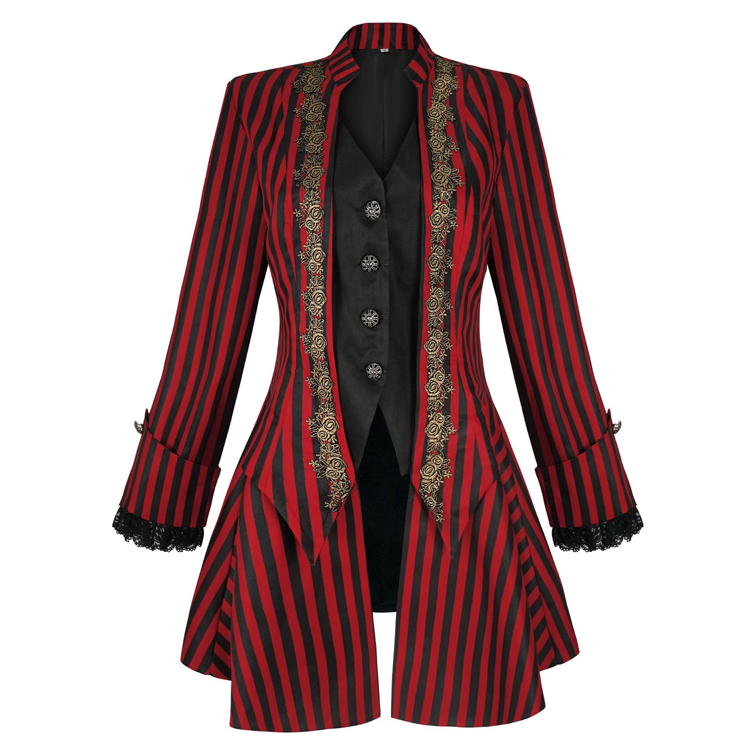 Teyujosem Women's Medieval Pirate Jacket Embroidery Renaissance Gothic Steampunk Coat