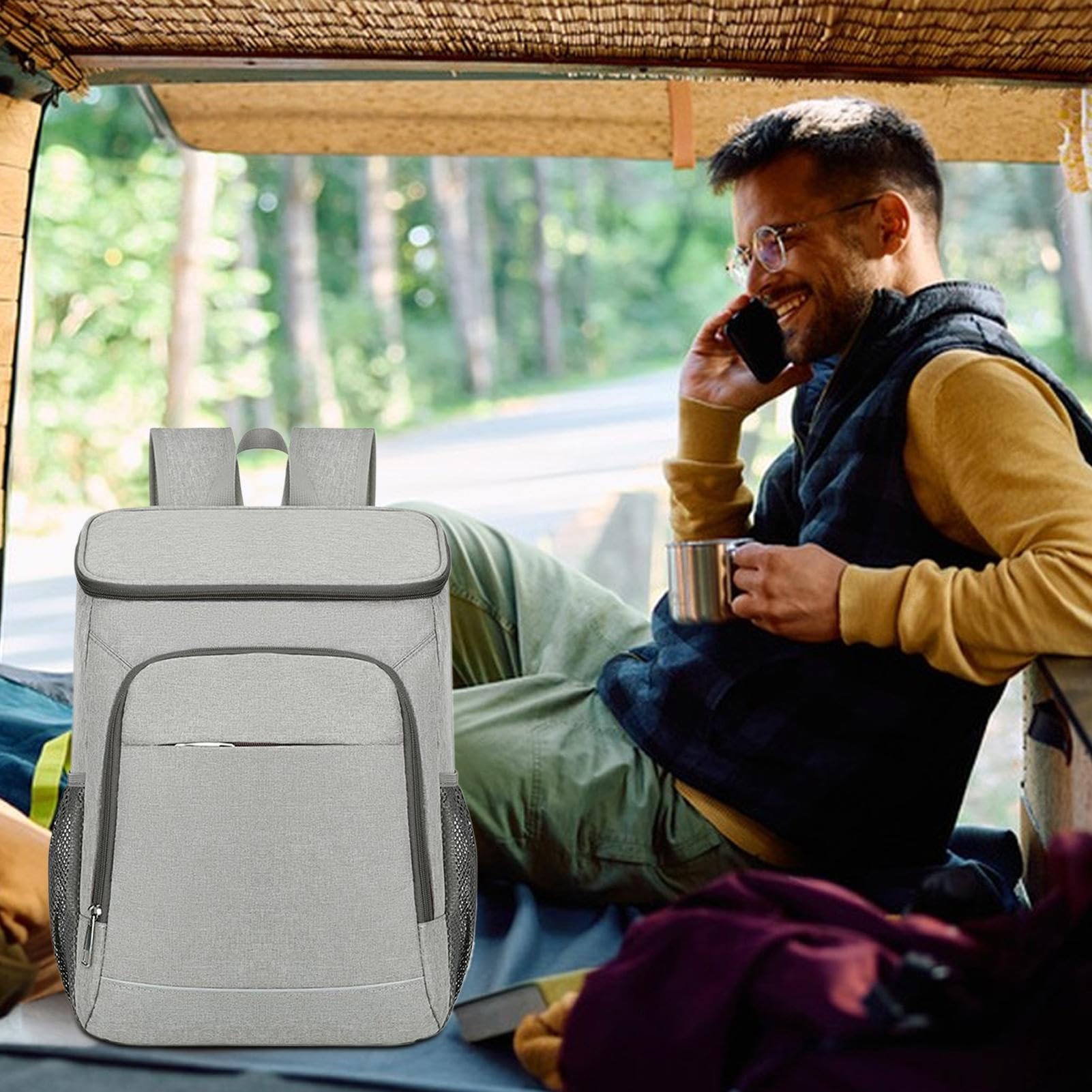 Zaino Pranzo 50L, Zaino Termico Per Pasti, Borsa Impermeabile per Escursionismo Viaggio Picnic Campeggio Spiaggia