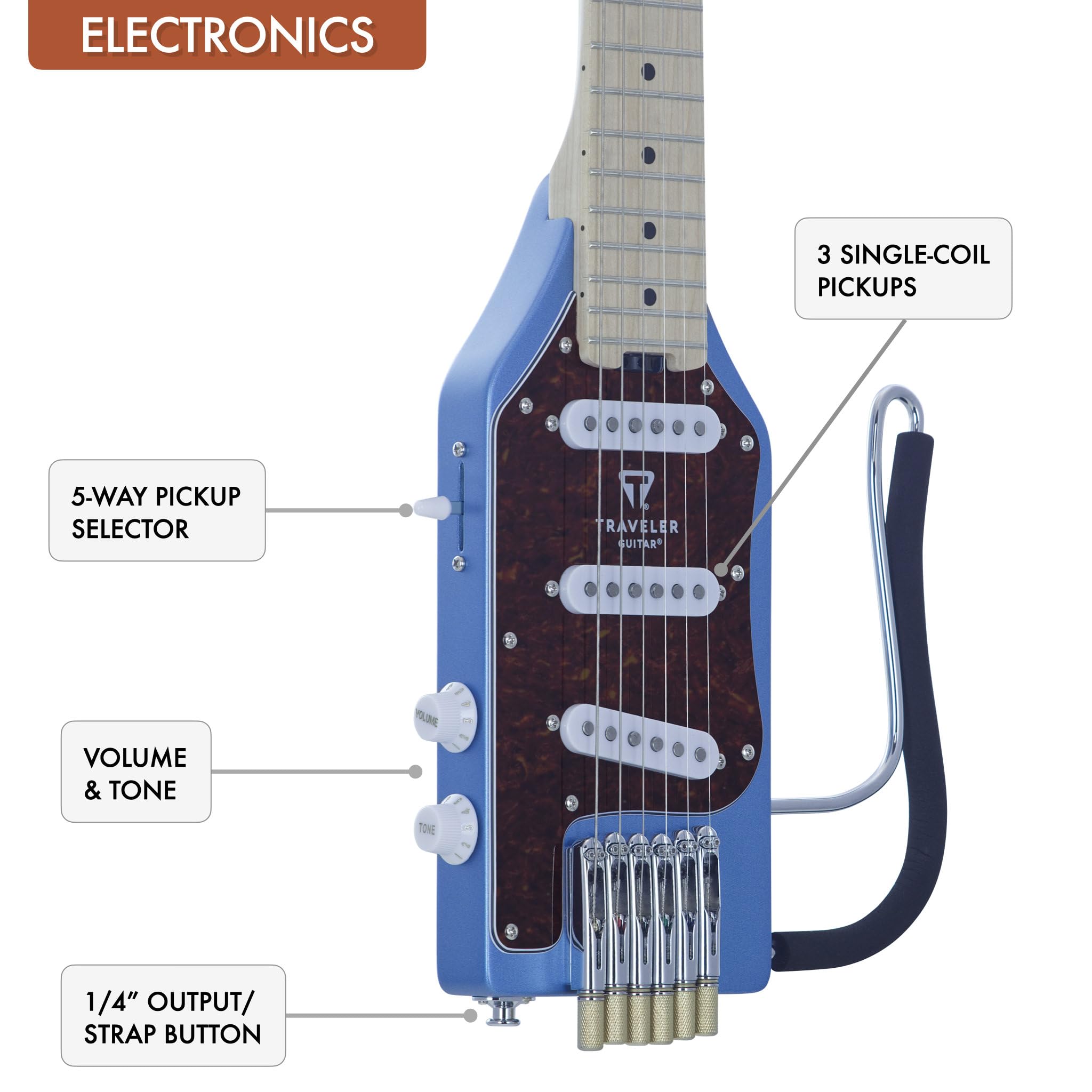 Traveler Guitar - Ultra-Light Electric Deluxe - Satin Blue Metallic