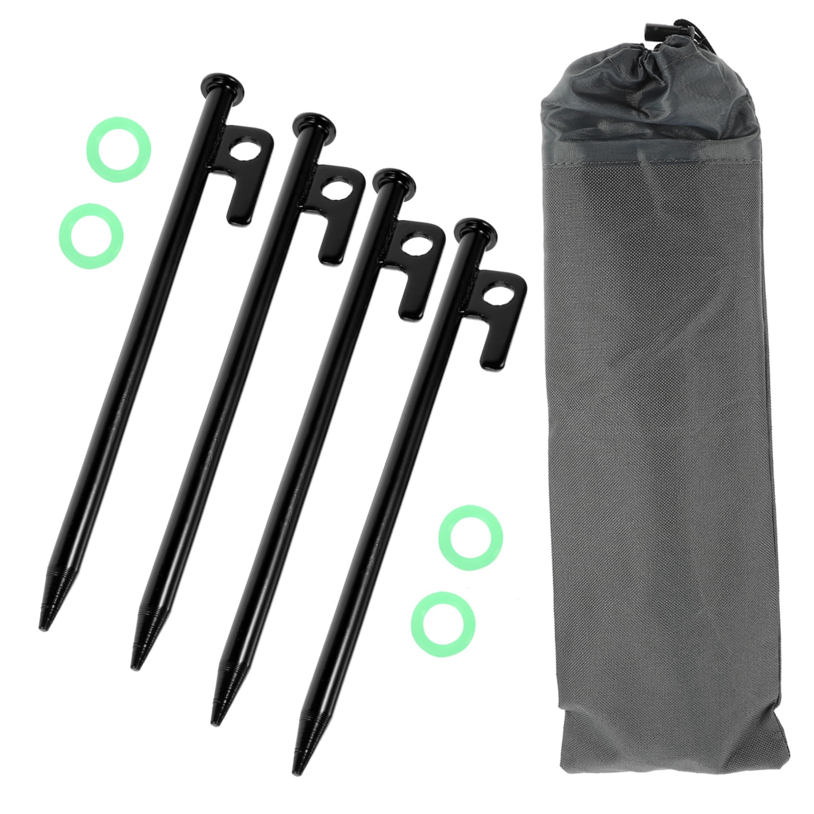 Estacas metálicas para camping con anillo noctilucente de alta resistencia