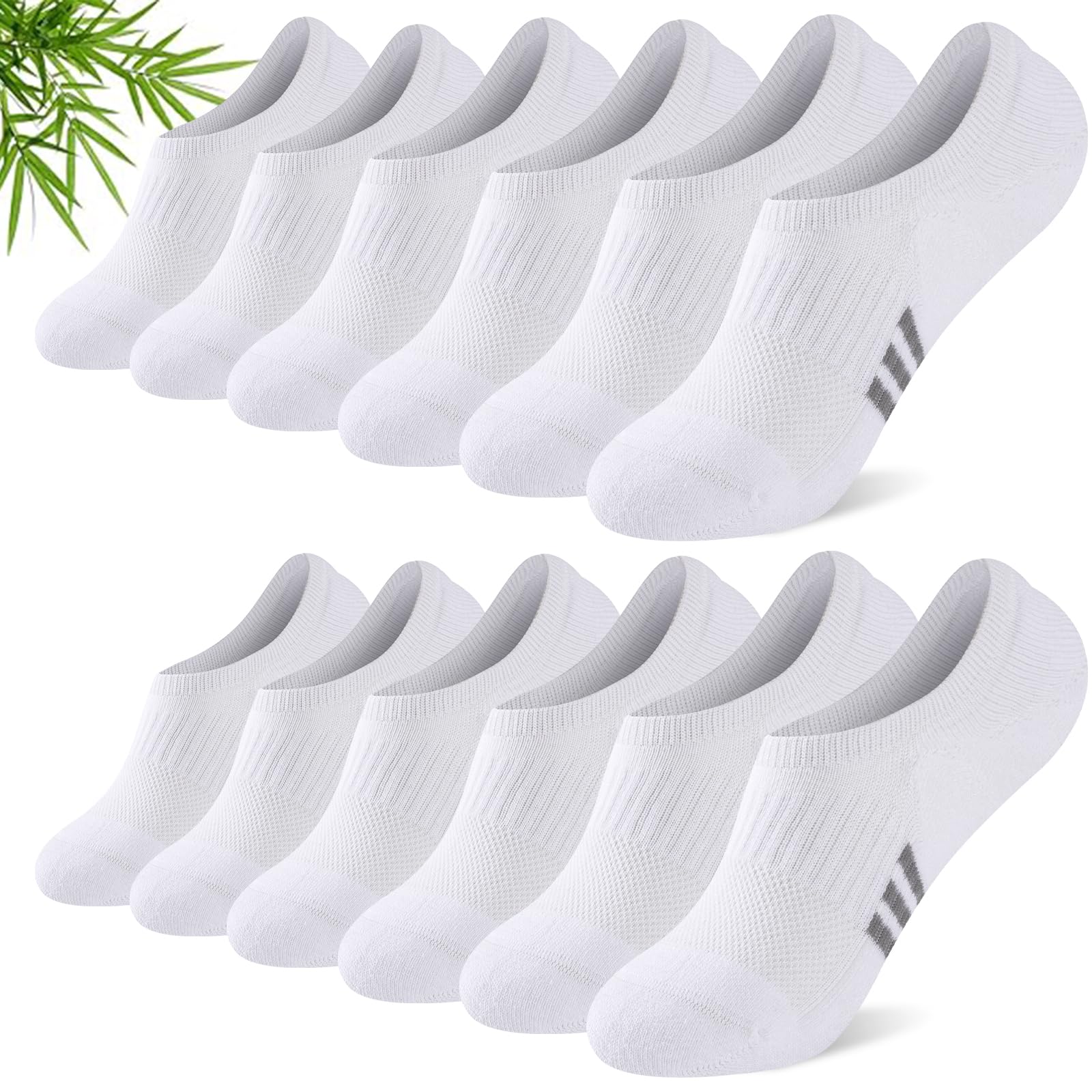 Stoeury Bambus Sneaker Socken Damen 35-38 39-42, Füßlinge Damen Unsichtbare Anti-Schweiß Rutschfest, Atmungsaktive Kurzsocken für Sommer, Sportsocken Laufsocken für Damens