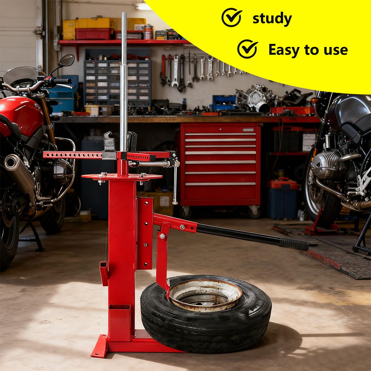 Universelles Reifenmontiergerät Manuell Reifenmontagegerät für 4" bis 17" Felgen Auto Motorrad, Reifenmontiermaschine aus Stahl zur Montage Demontage, Verstellbare Y-Klemmbacken Tyre Changer